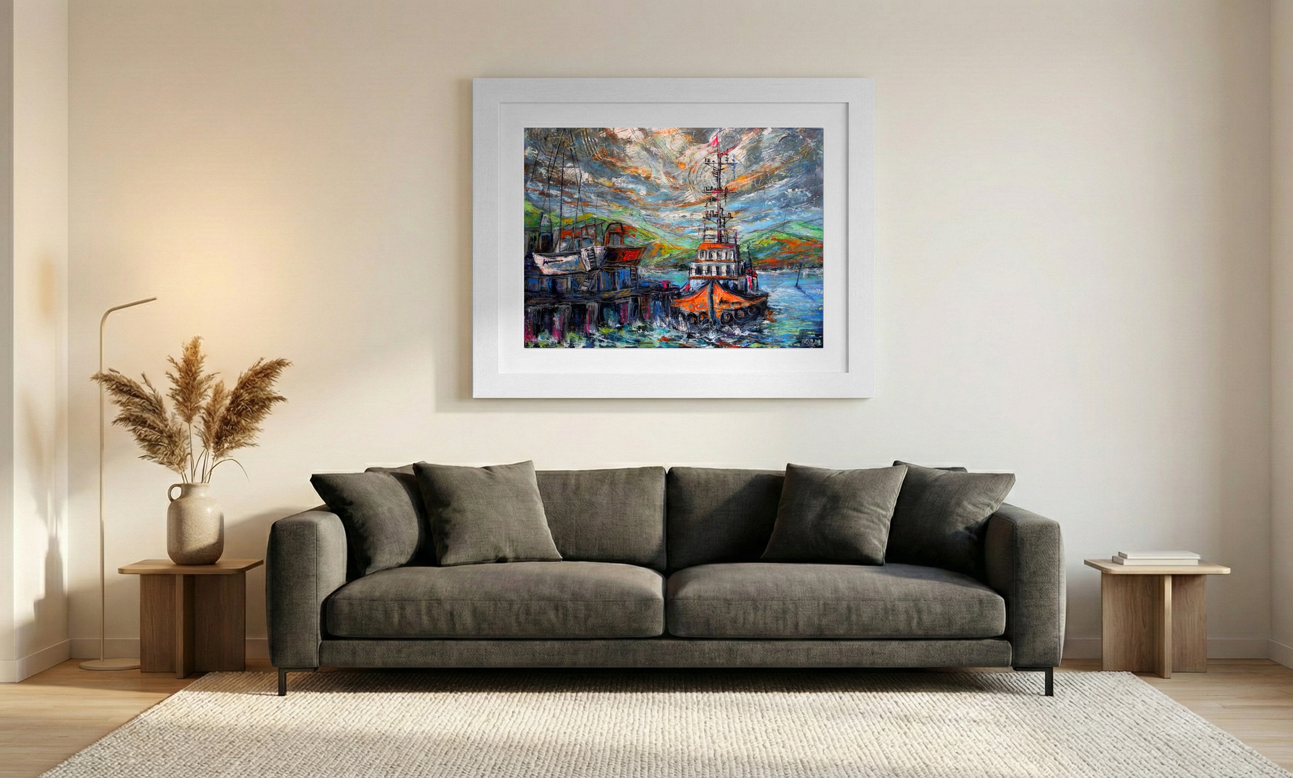 Rescue Vessel in Westport Harbor — art on the wall, room interior preview 1