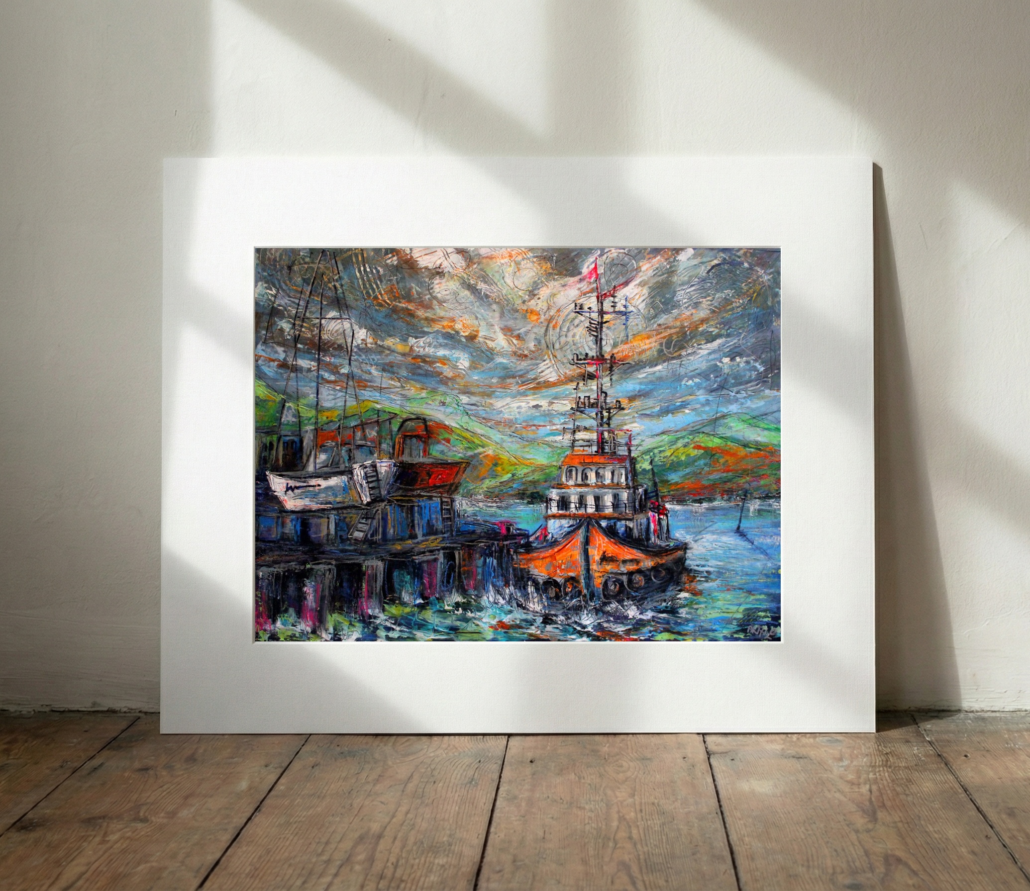 Rescue Vessel in Westport Harbor — art on the wall, room interior preview 2