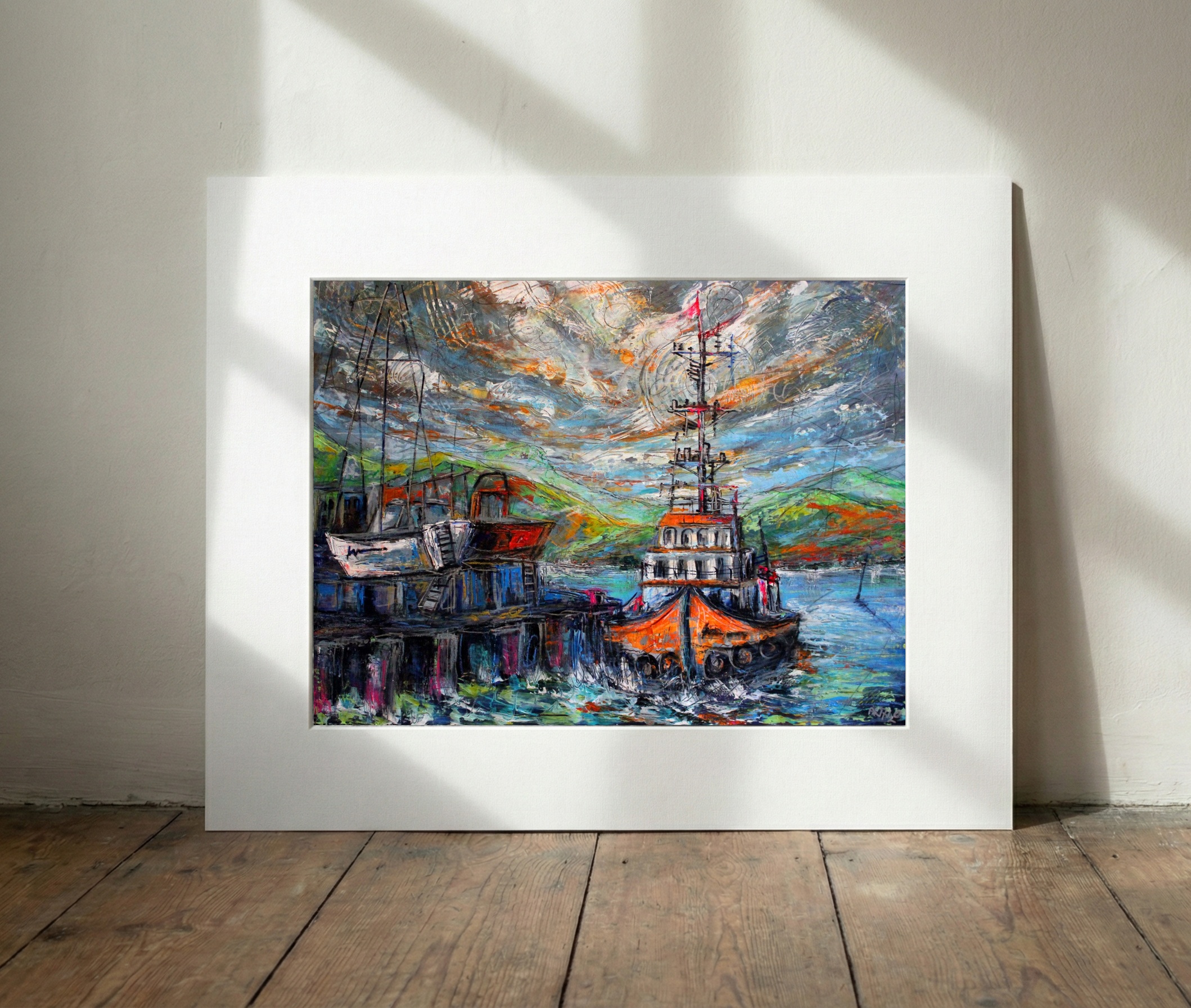 Rescue Vessel in Westport Harbor — art on the wall, room interior preview 3