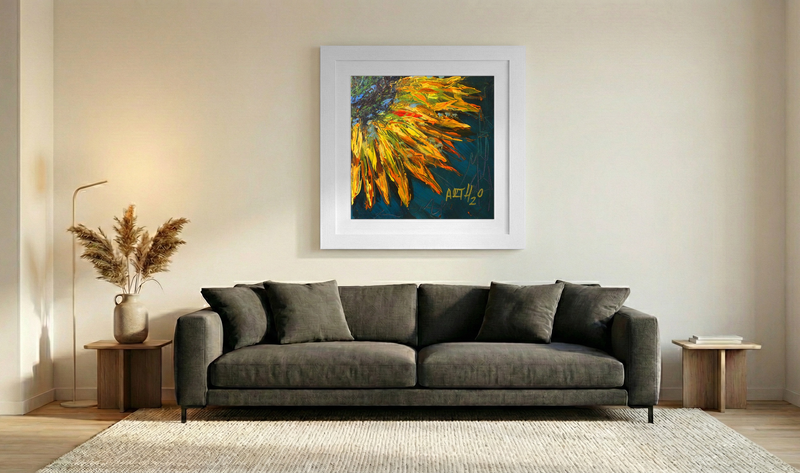 Bottom Right Sunflower Panel — art on the wall, room interior preview 3