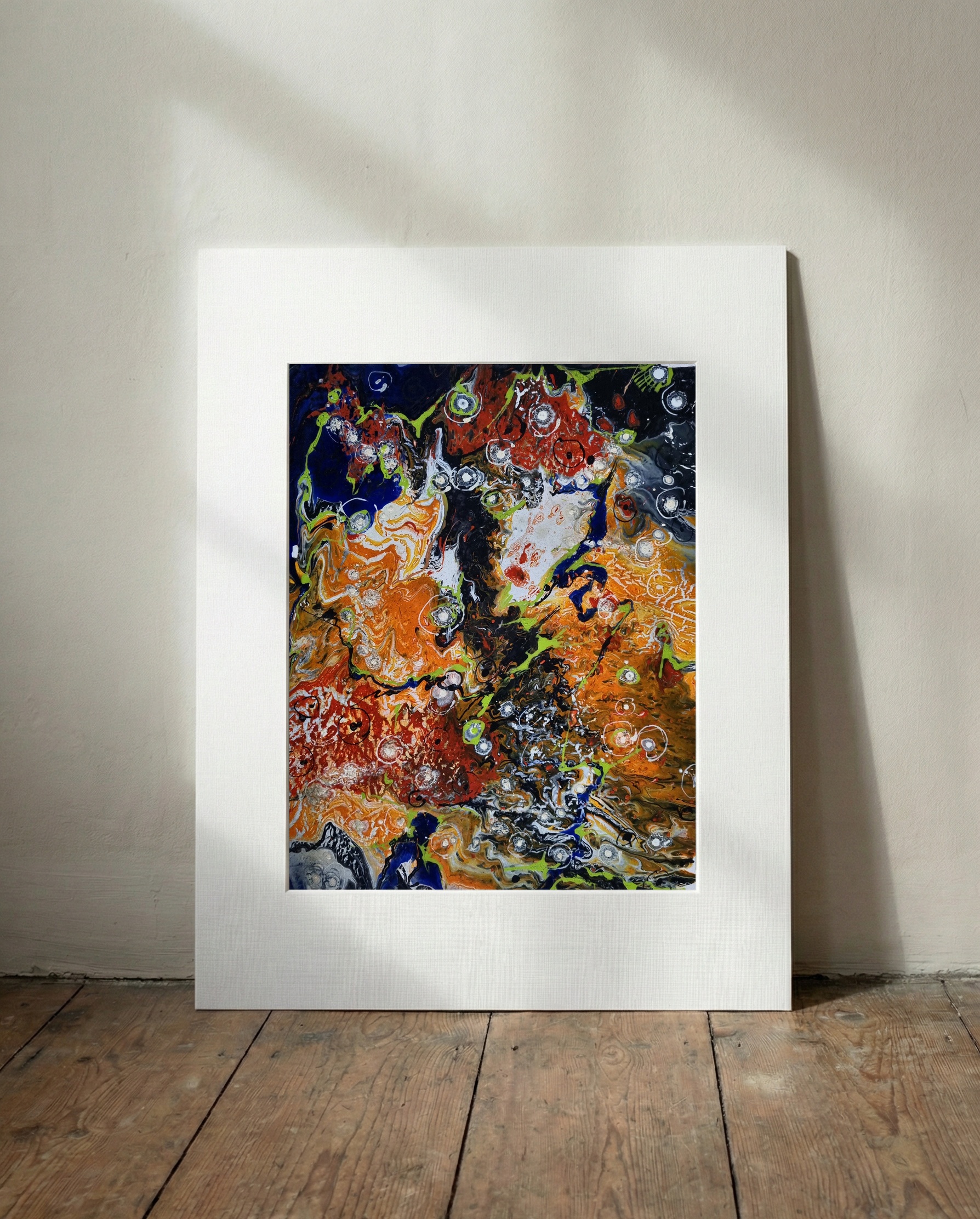 Molten Red and Charcoal Volcanic Abstract — art on the wall, room interior preview 3