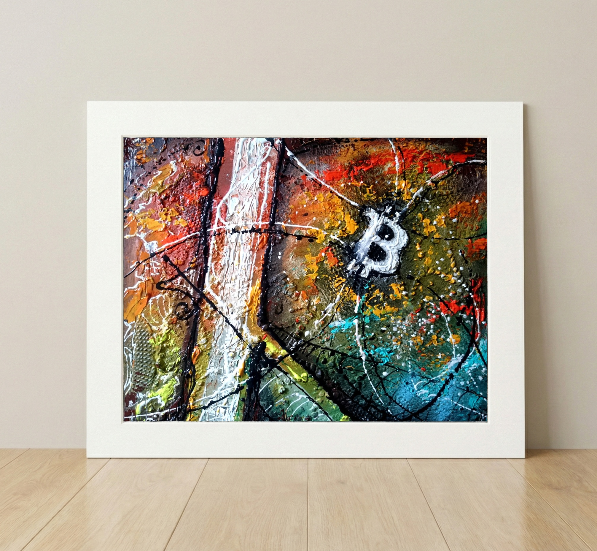Dynamic Bitcoin Network in Abstract Form — art on the wall, room interior preview 2