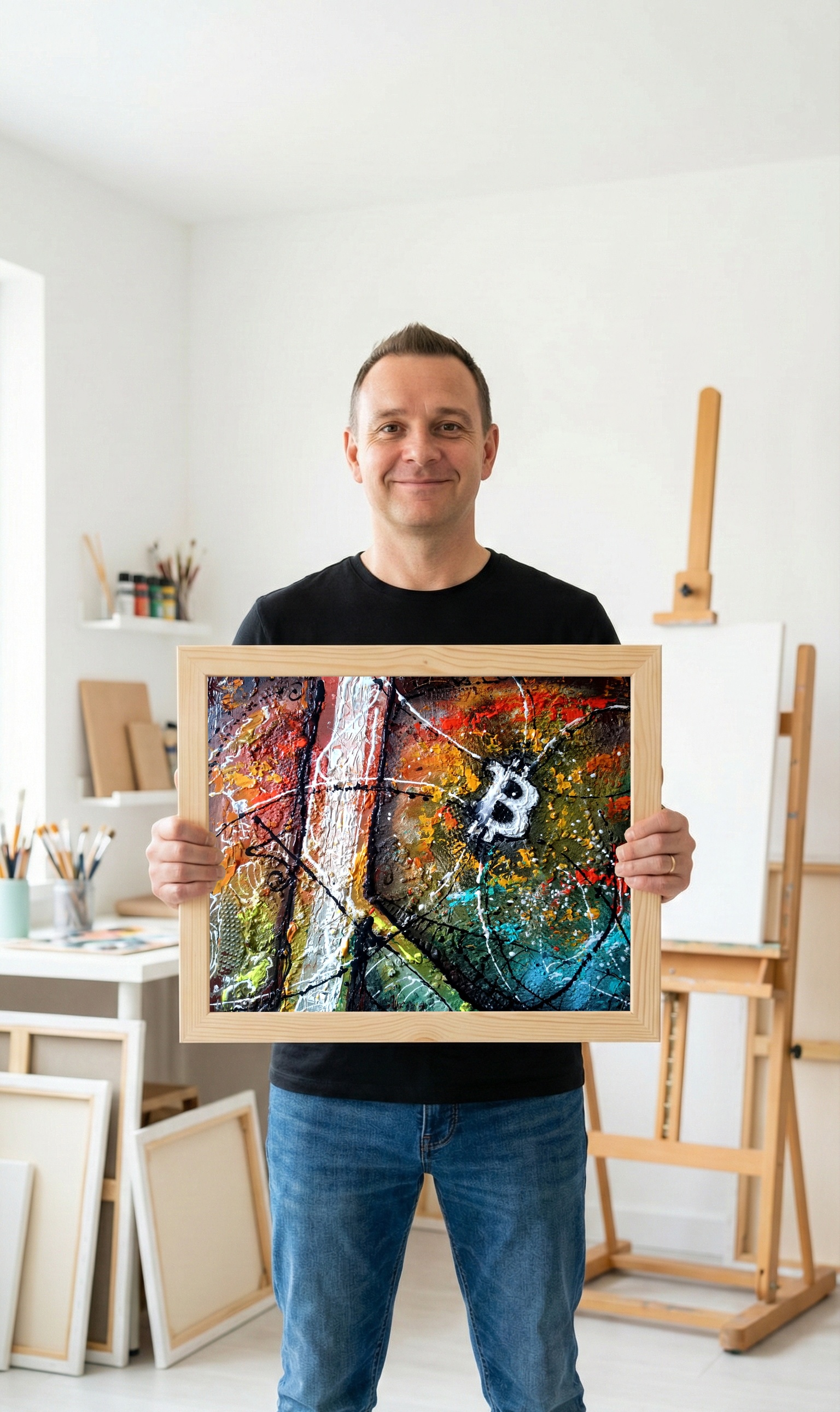 Dynamic Bitcoin Network in Abstract Form — art on the wall, room interior preview 3