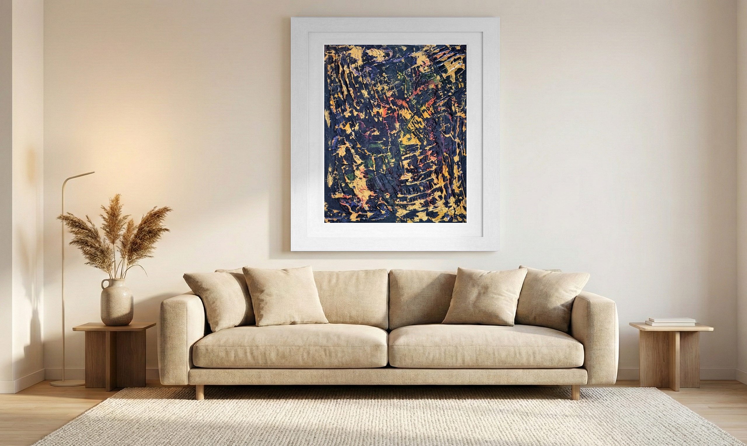 Black and Gold Abstract Tension — art on the wall, room interior preview 1