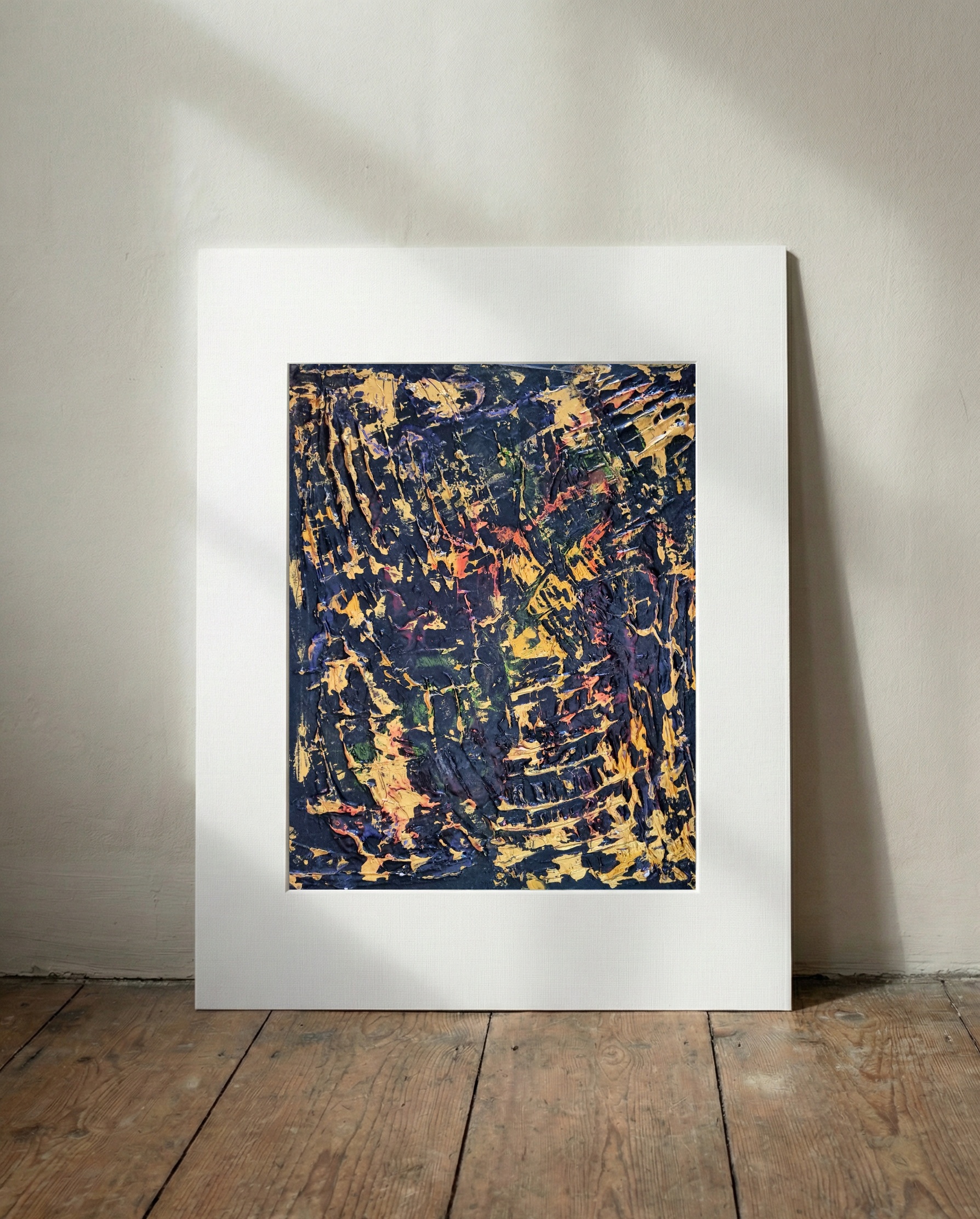 Black and Gold Abstract Tension — art on the wall, room interior preview 3