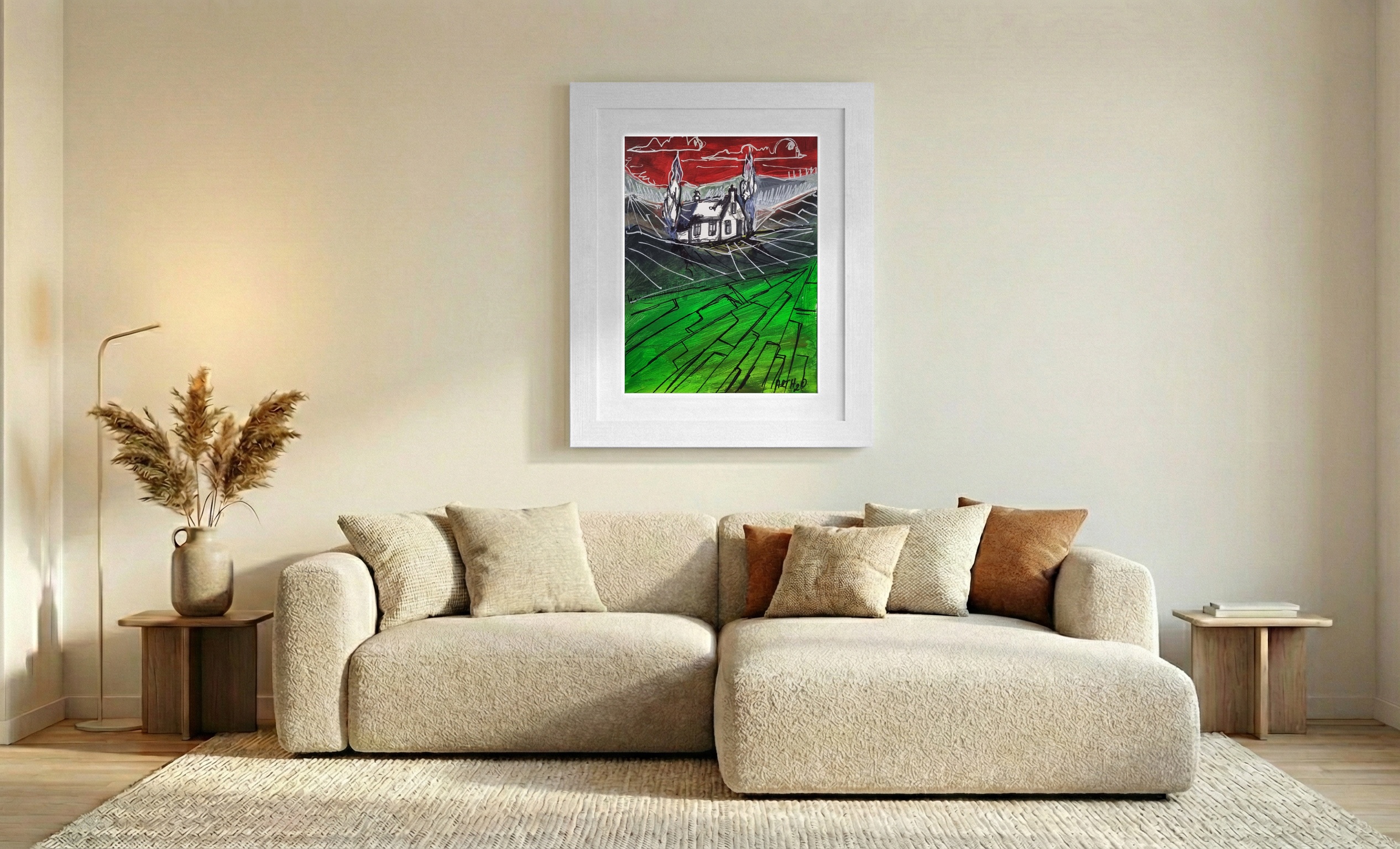 Midnight Blue Stormy Irish Night Landscape — art on the wall, room interior preview 2