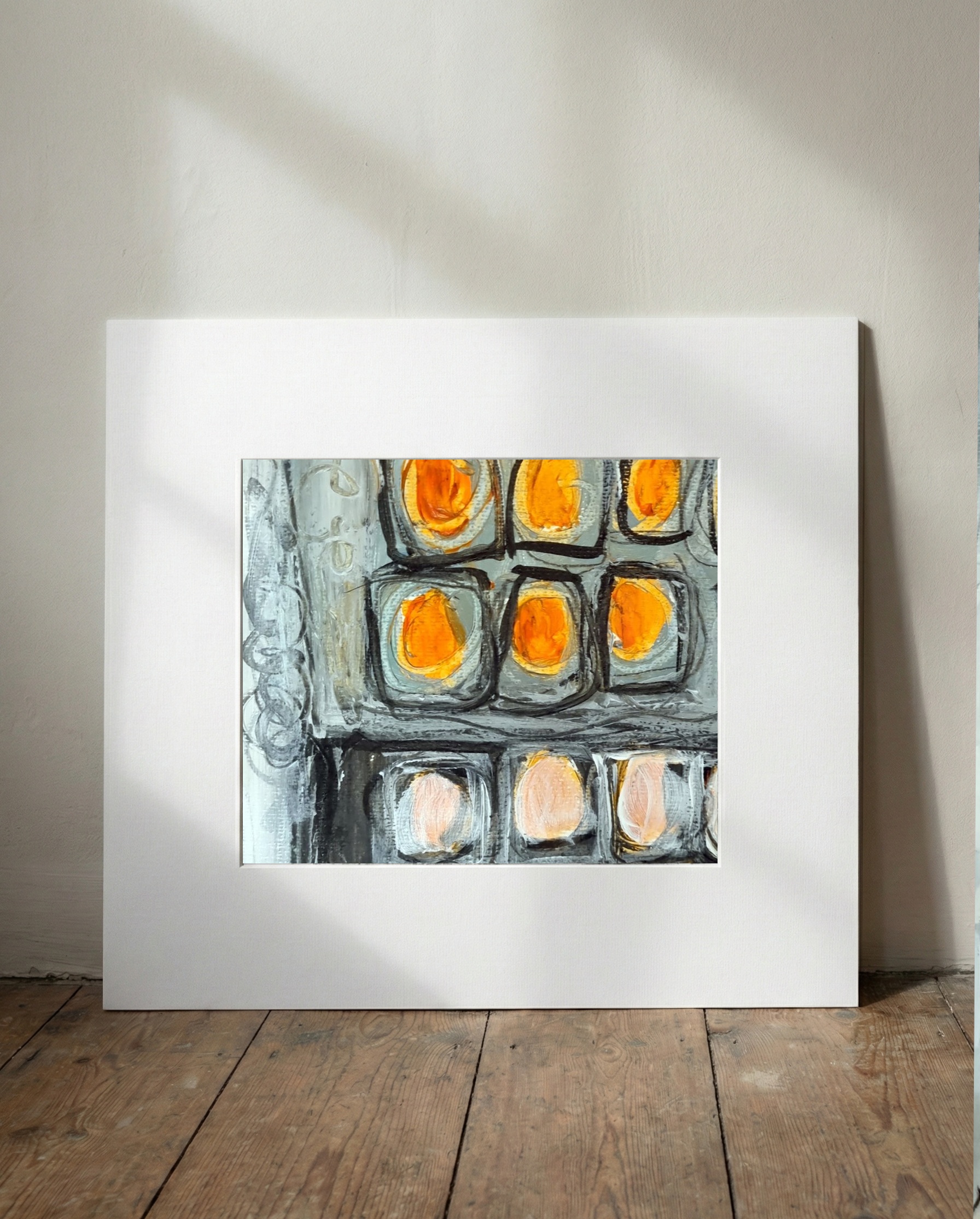 Retro-Futuristic Tech Abstract on Paper — art on the wall, room interior preview 1