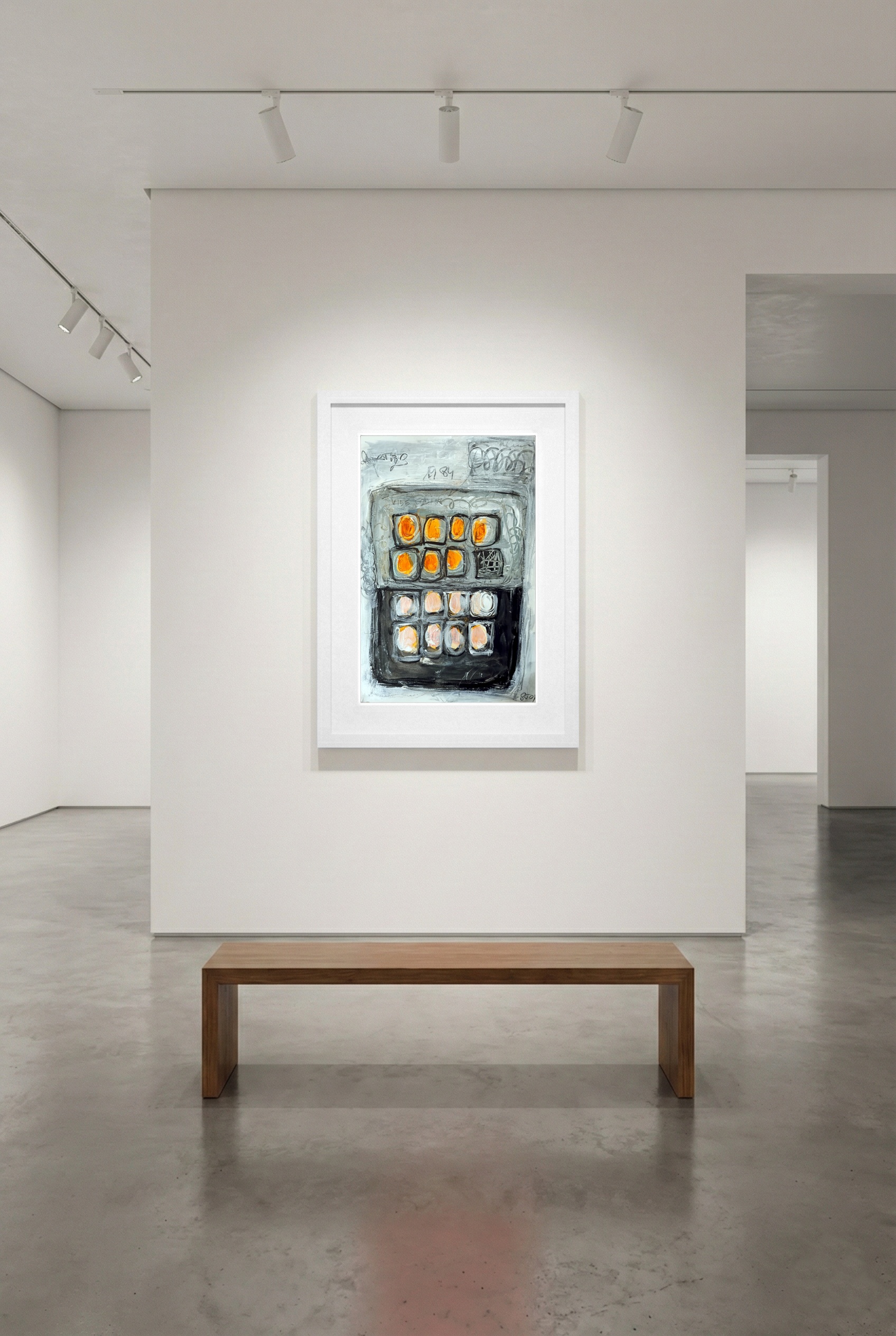 Retro-Futuristic Tech Abstract on Paper — art on the wall, room interior preview 3