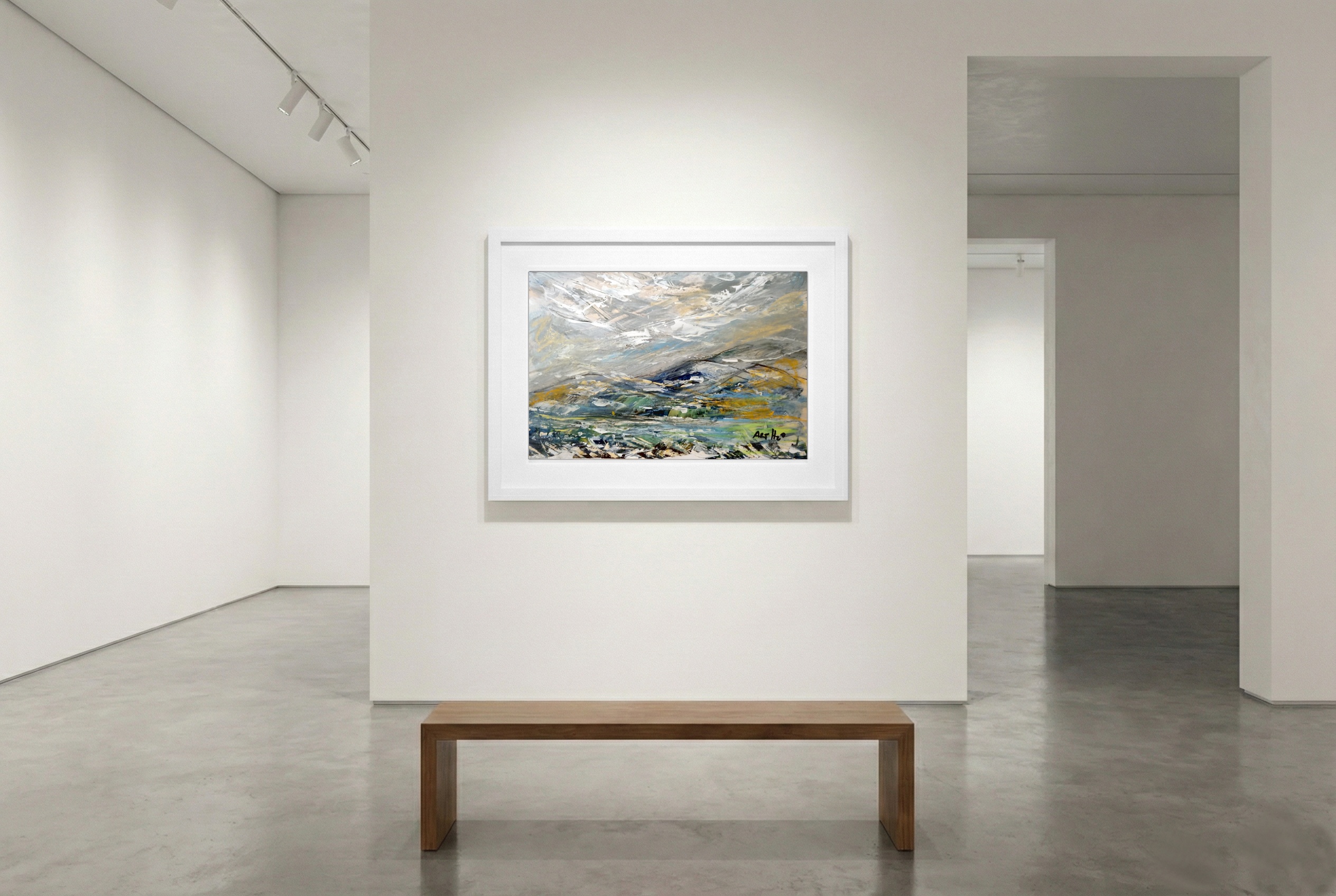 Dynamic Blue and Green Highland Landscape — art on the wall, room interior preview 3