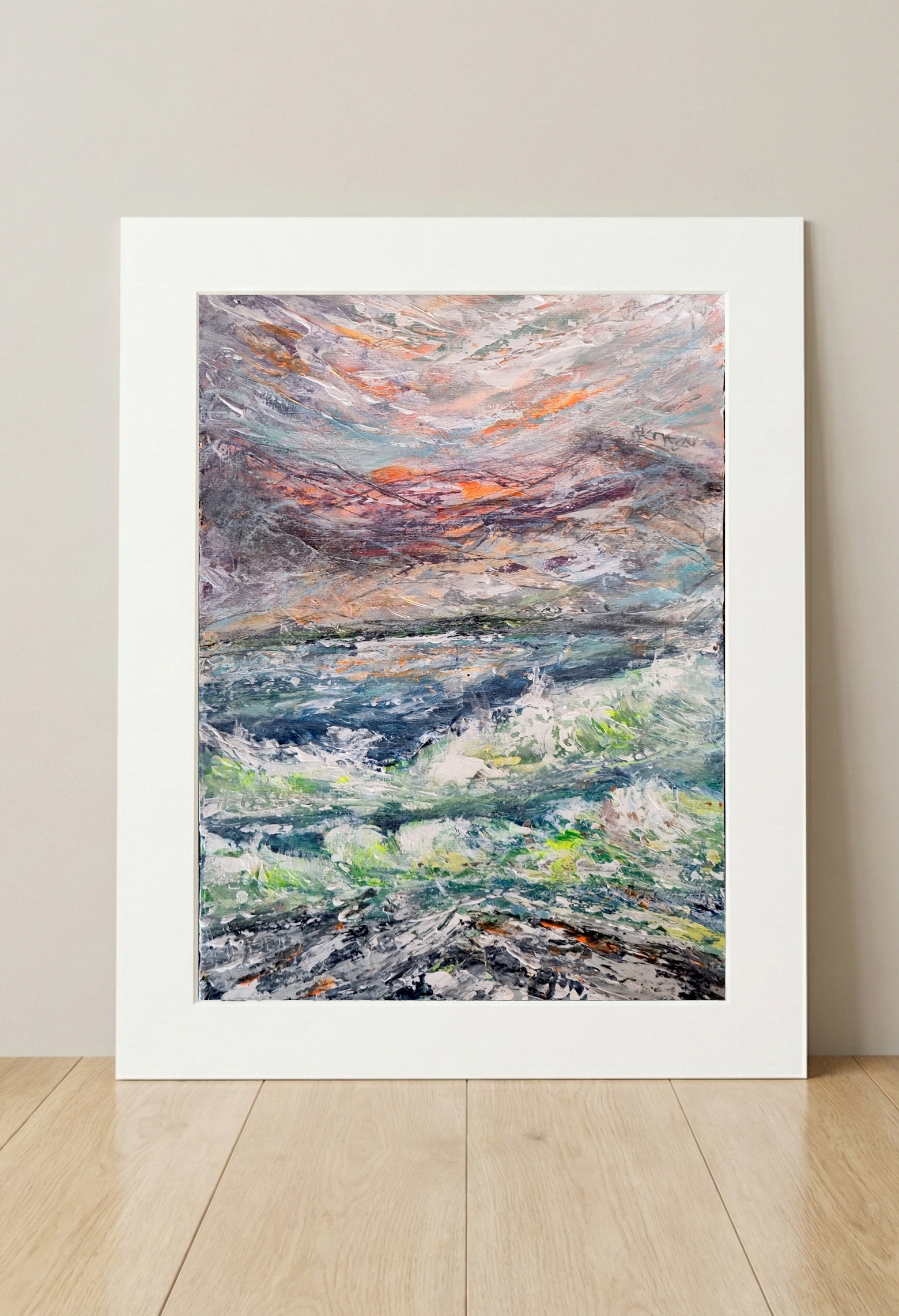 Moody Purple and Pink Atlantic Coast Scene — art on the wall, room interior preview 3