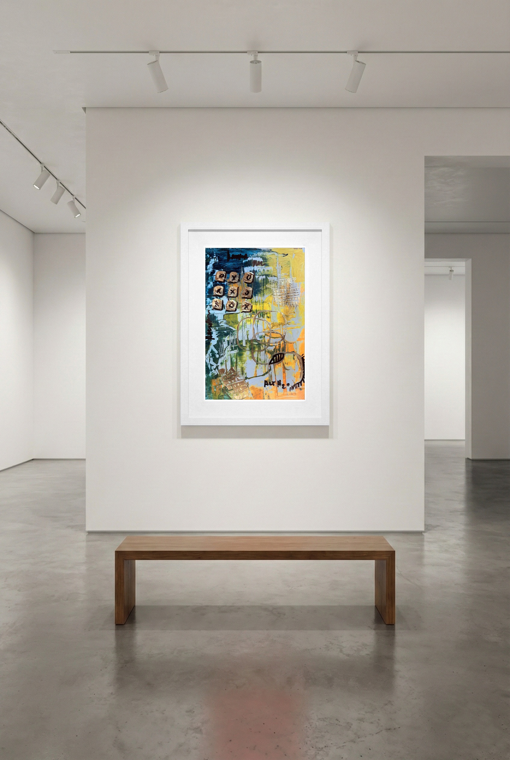 Textured Gold Grid and Urban Flow — art on the wall, room interior preview 3