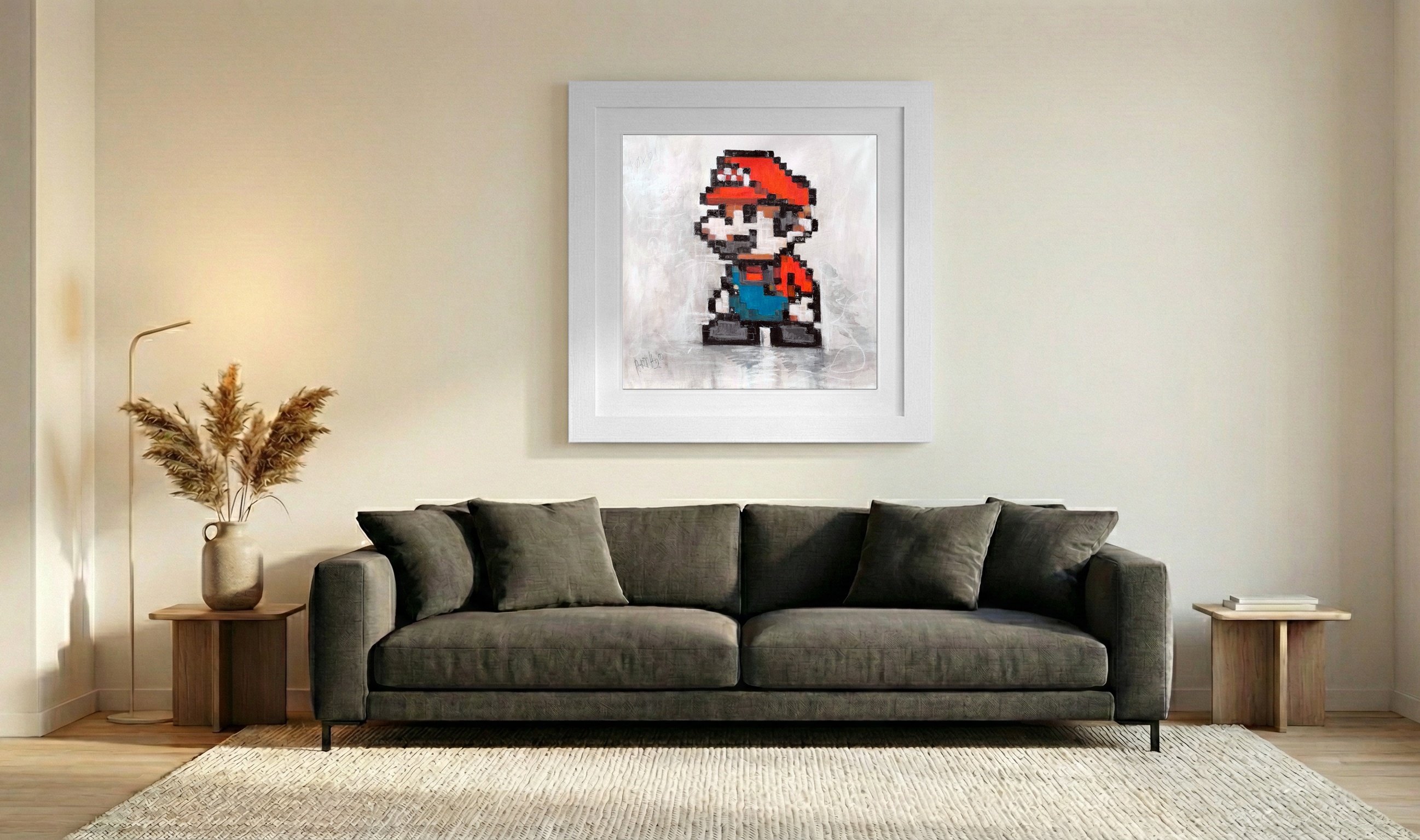 Plumber Hero in Retro Pop Art Acrylic — art on the wall, room interior preview 3