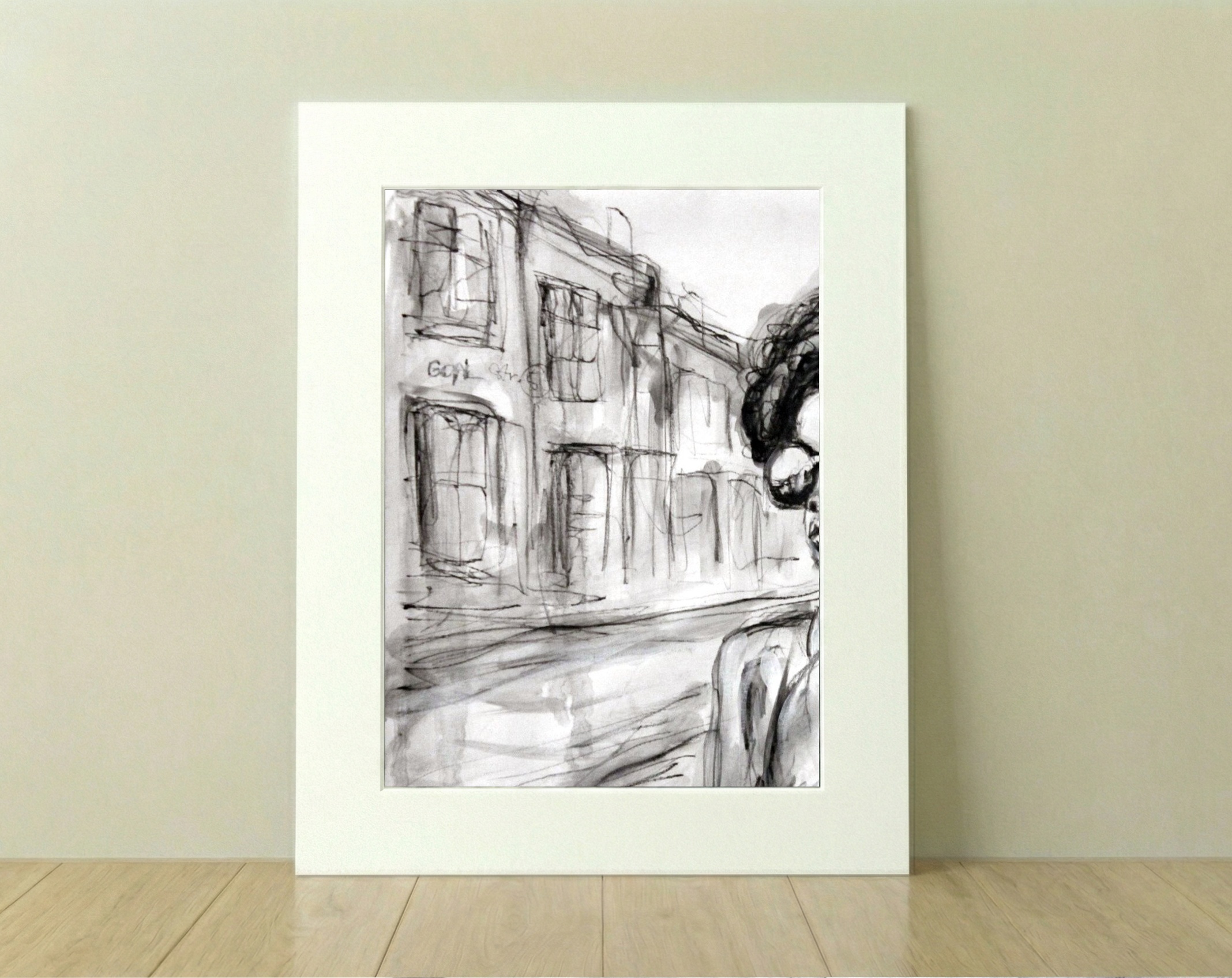 Monochrome Portrait with Bitcoin — art on the wall, room interior preview 2