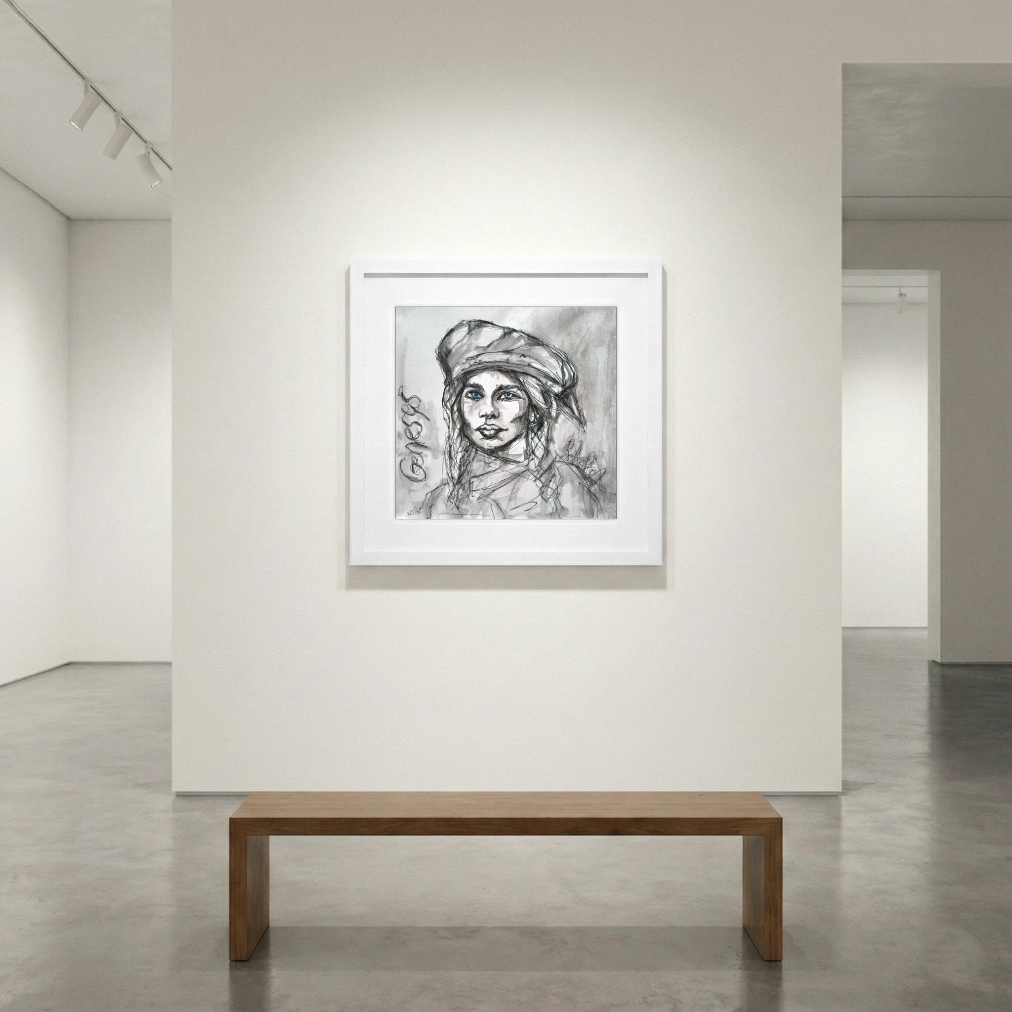 Figurative Portrait with Blue Eyes — art on the wall, room interior preview 1