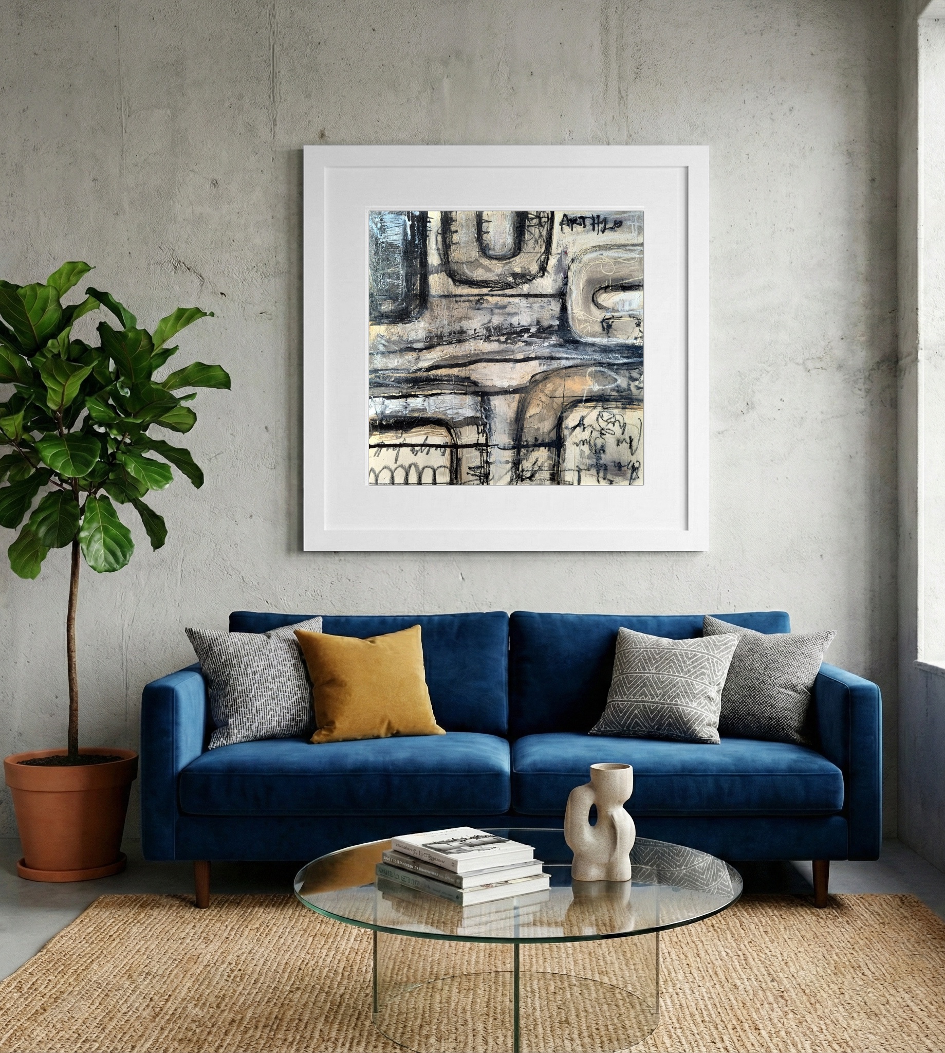 Monochrome Textures in Gray and White — art on the wall, room interior preview 2