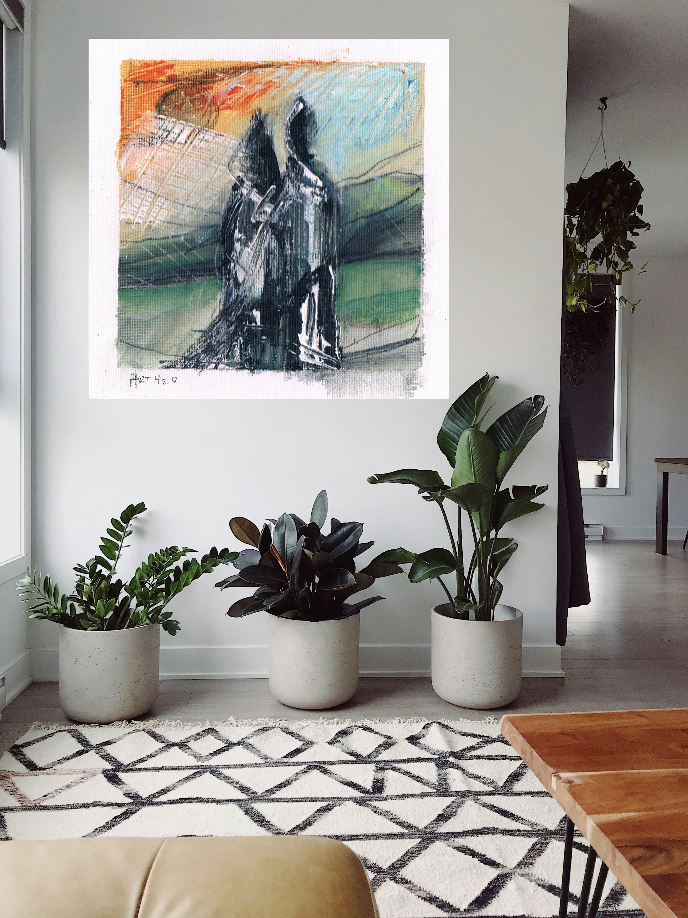 Slate and Coast Love Embrace — art on the wall, room interior preview 2