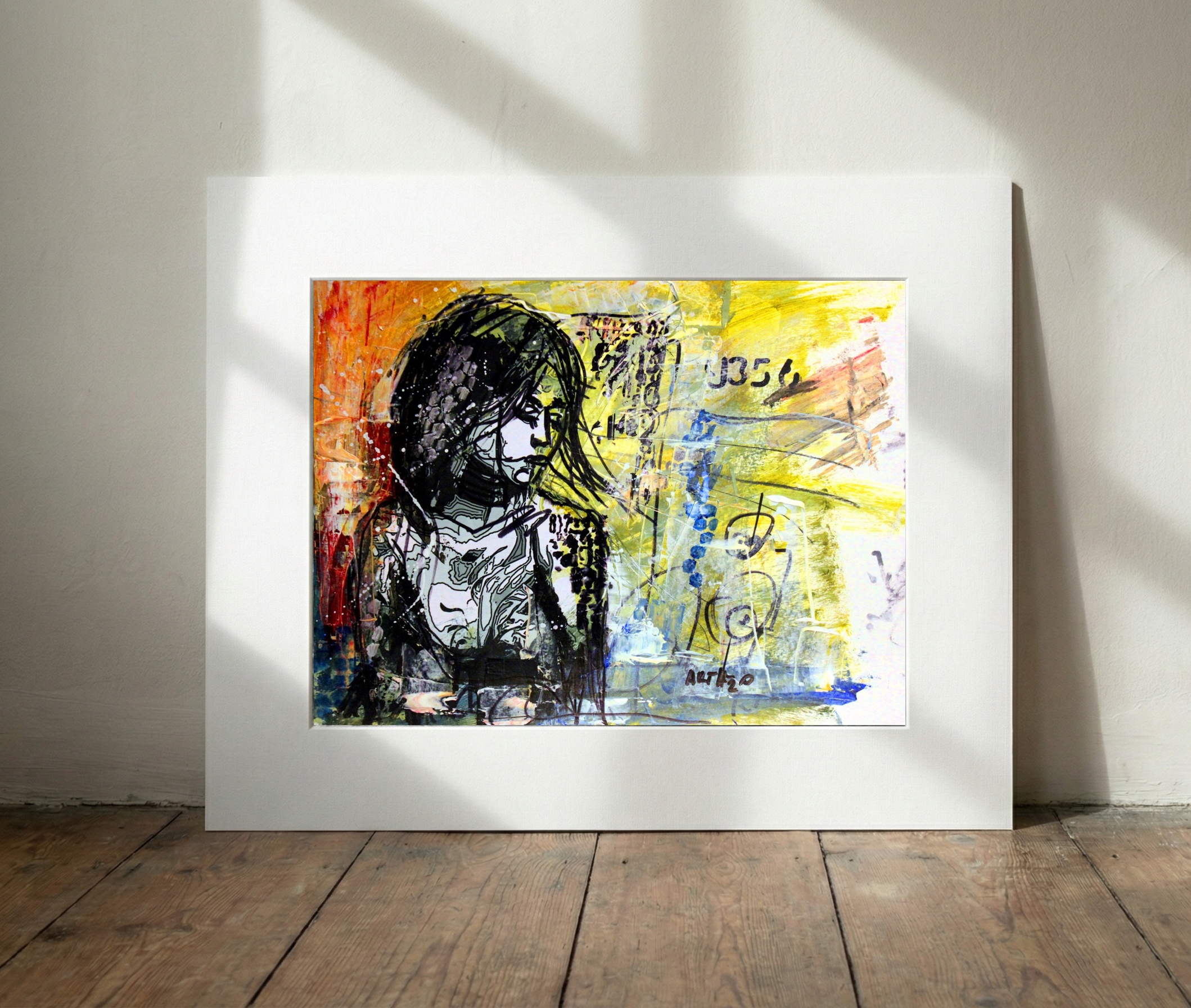 Gold and Black Yakuza Portrait — art on the wall, room interior preview 3