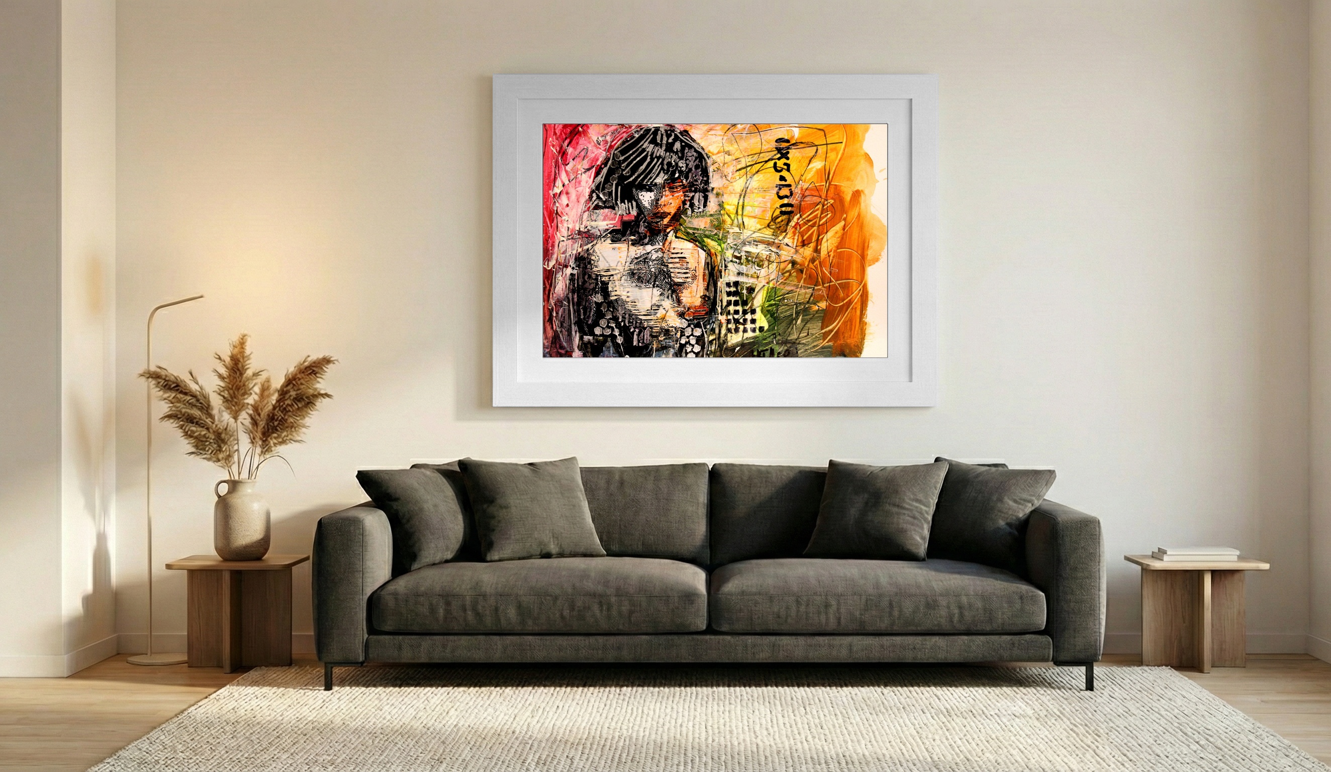Confrontational Yakuza Girl Portrait — art on the wall, room interior preview 2