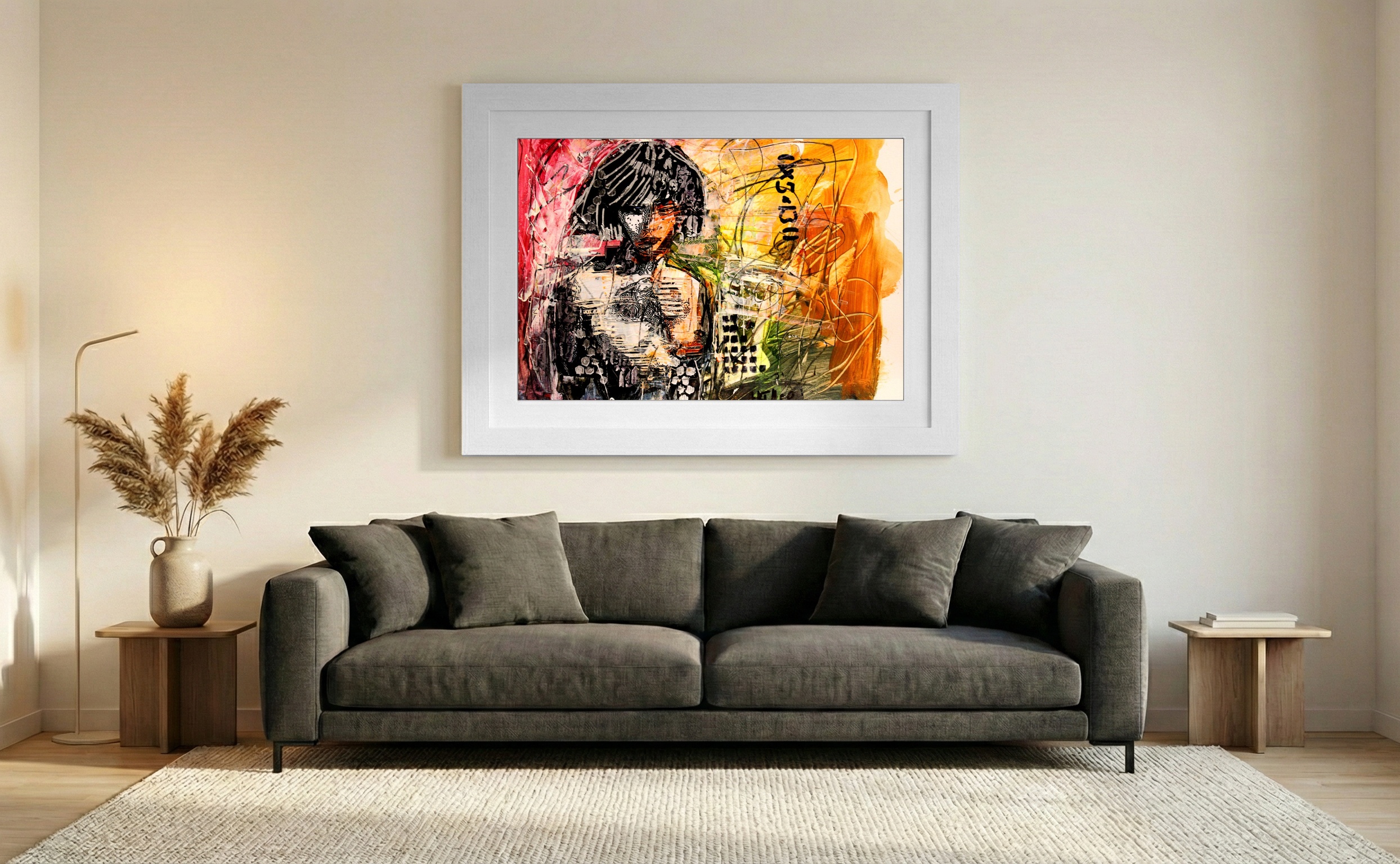 Confrontational Yakuza Girl Portrait — art on the wall, room interior preview 3