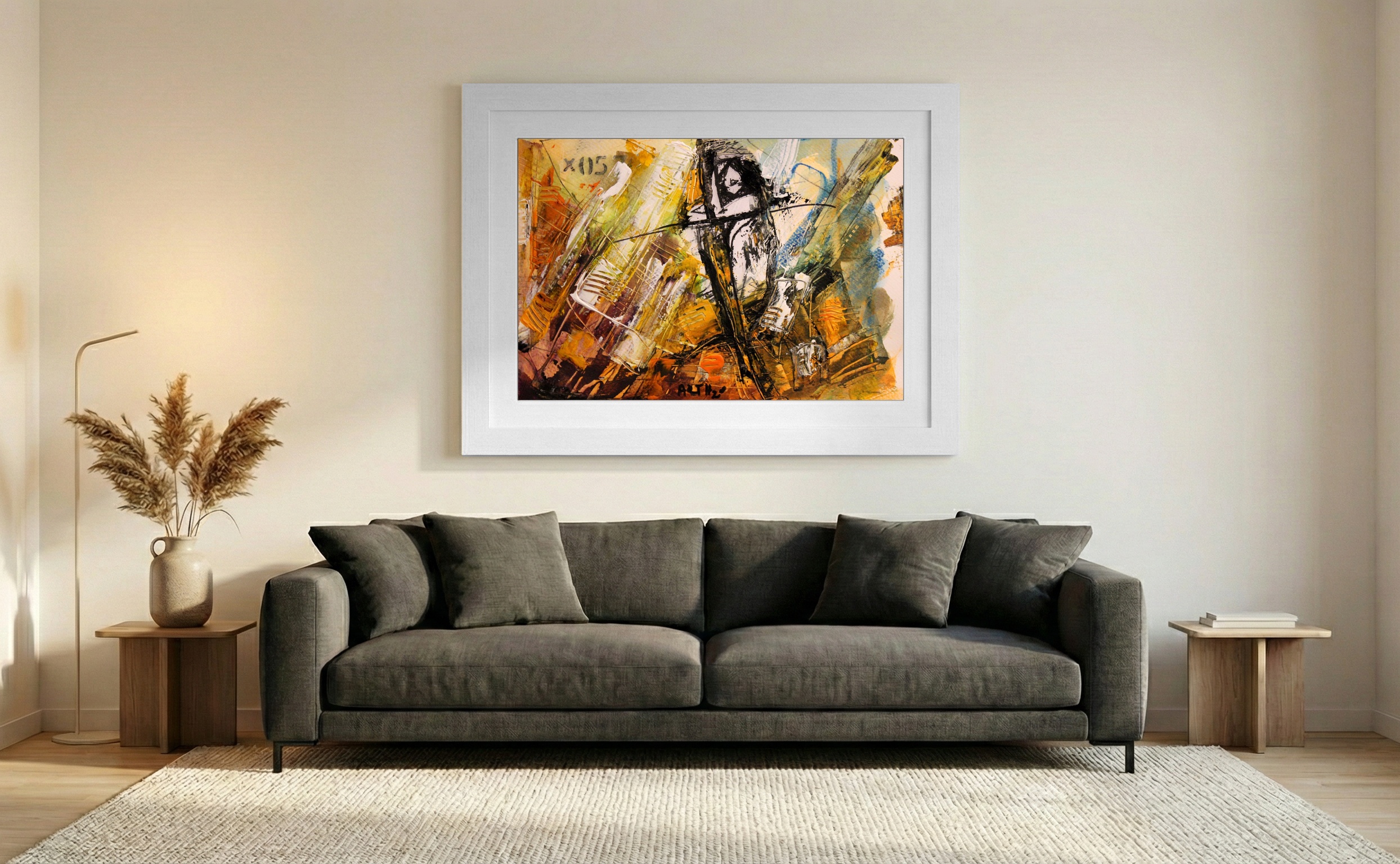 Fragmented Woman in Abstract Bonds — art on the wall, room interior preview 3