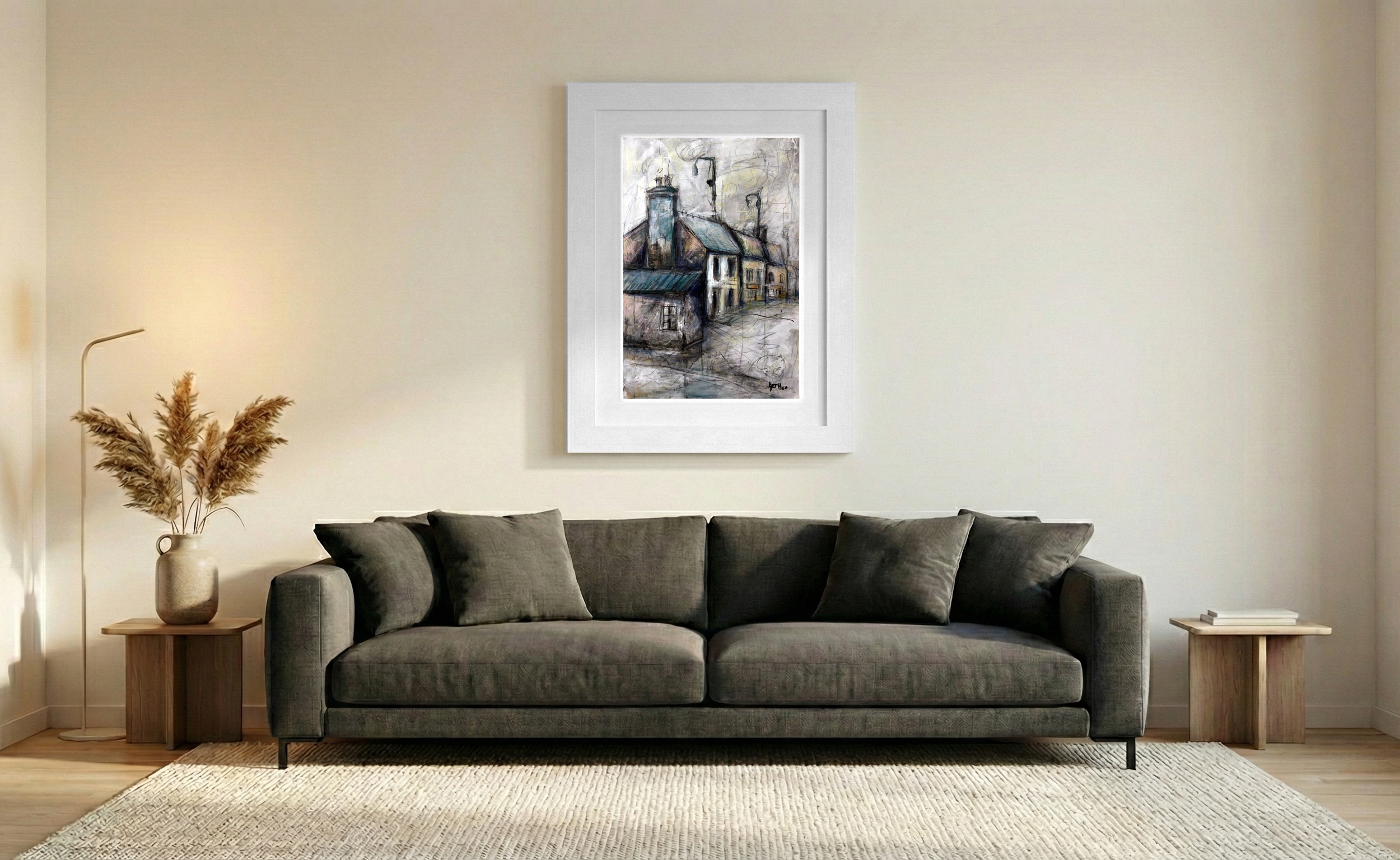 Muted Tones of Irish Town Street — art on the wall, room interior preview 2
