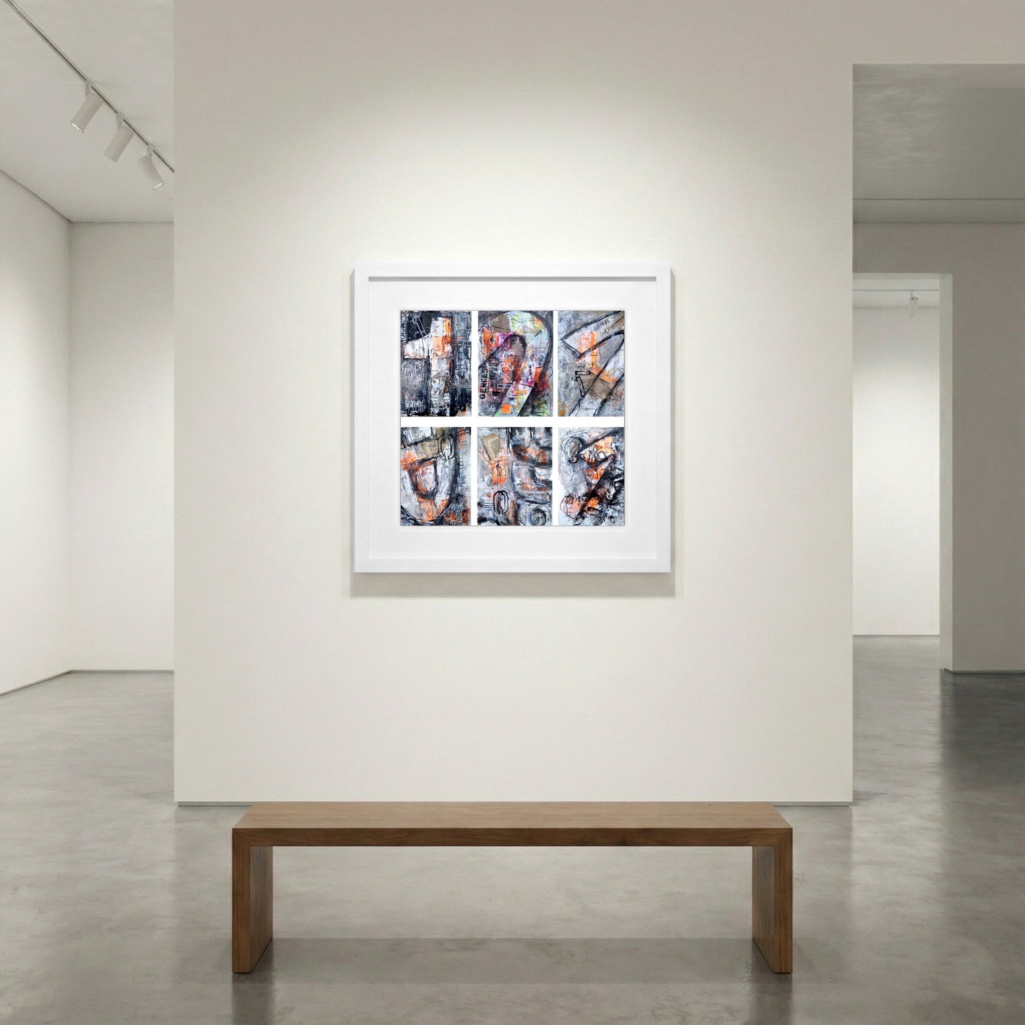 Abstract Code Collage in Earthy Tones — art on the wall, room interior preview 1