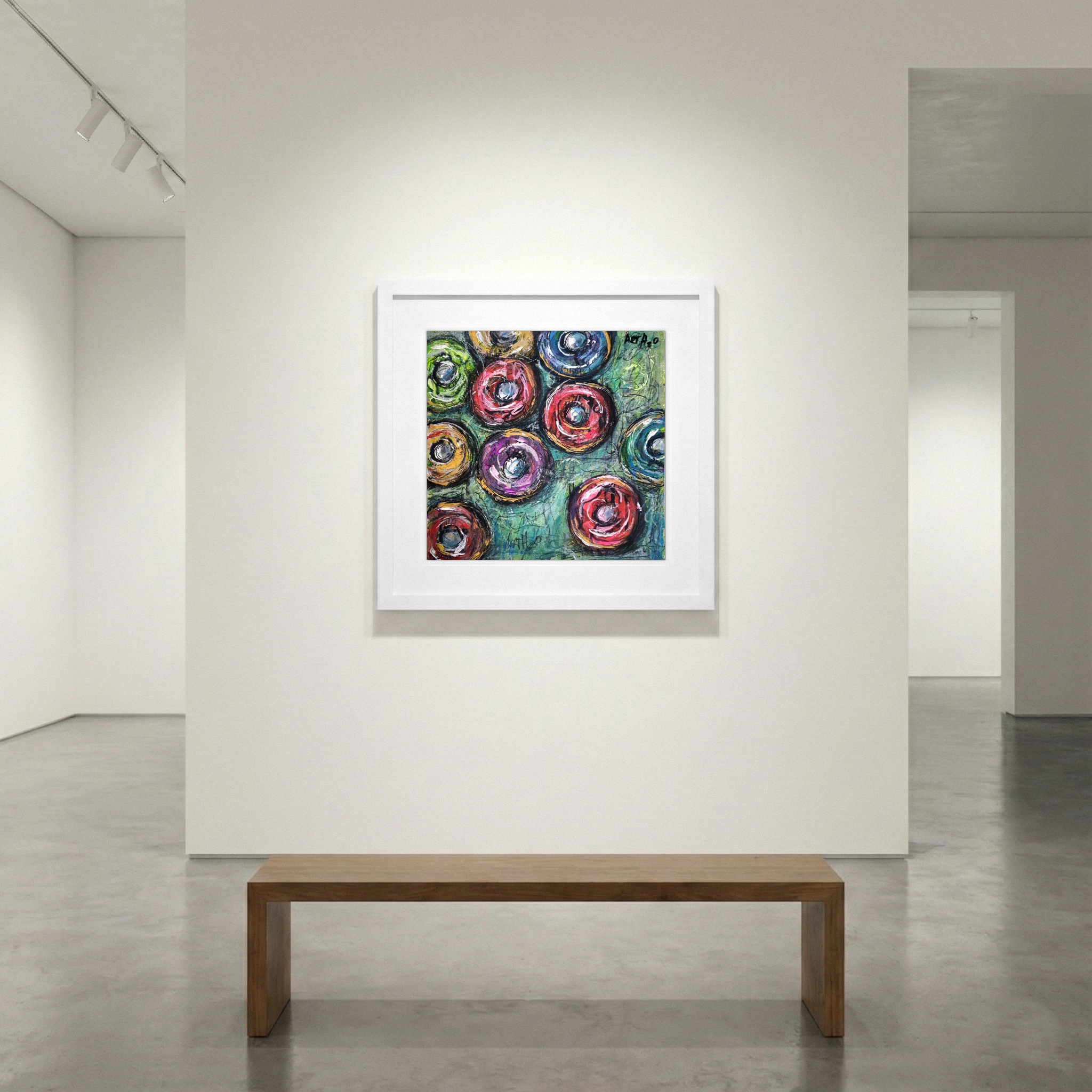 Joyful Circles in Bold Hues — art on the wall, room interior preview 1