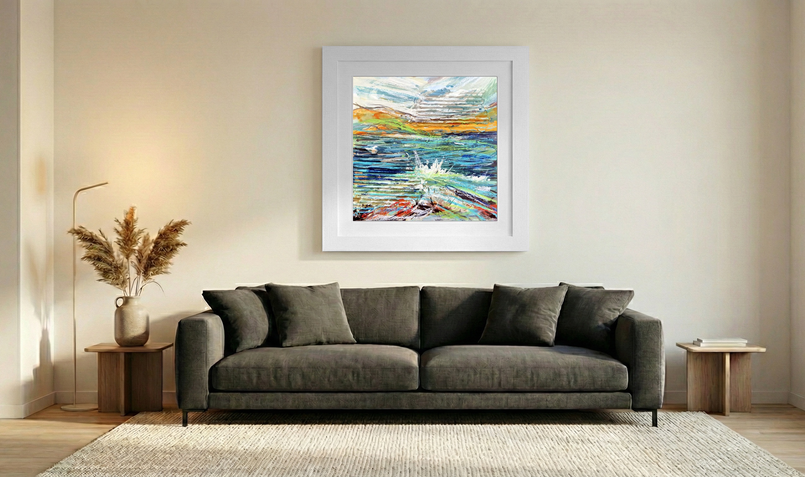 Irish Seascape in Blue and Green — art on the wall, room interior preview 3