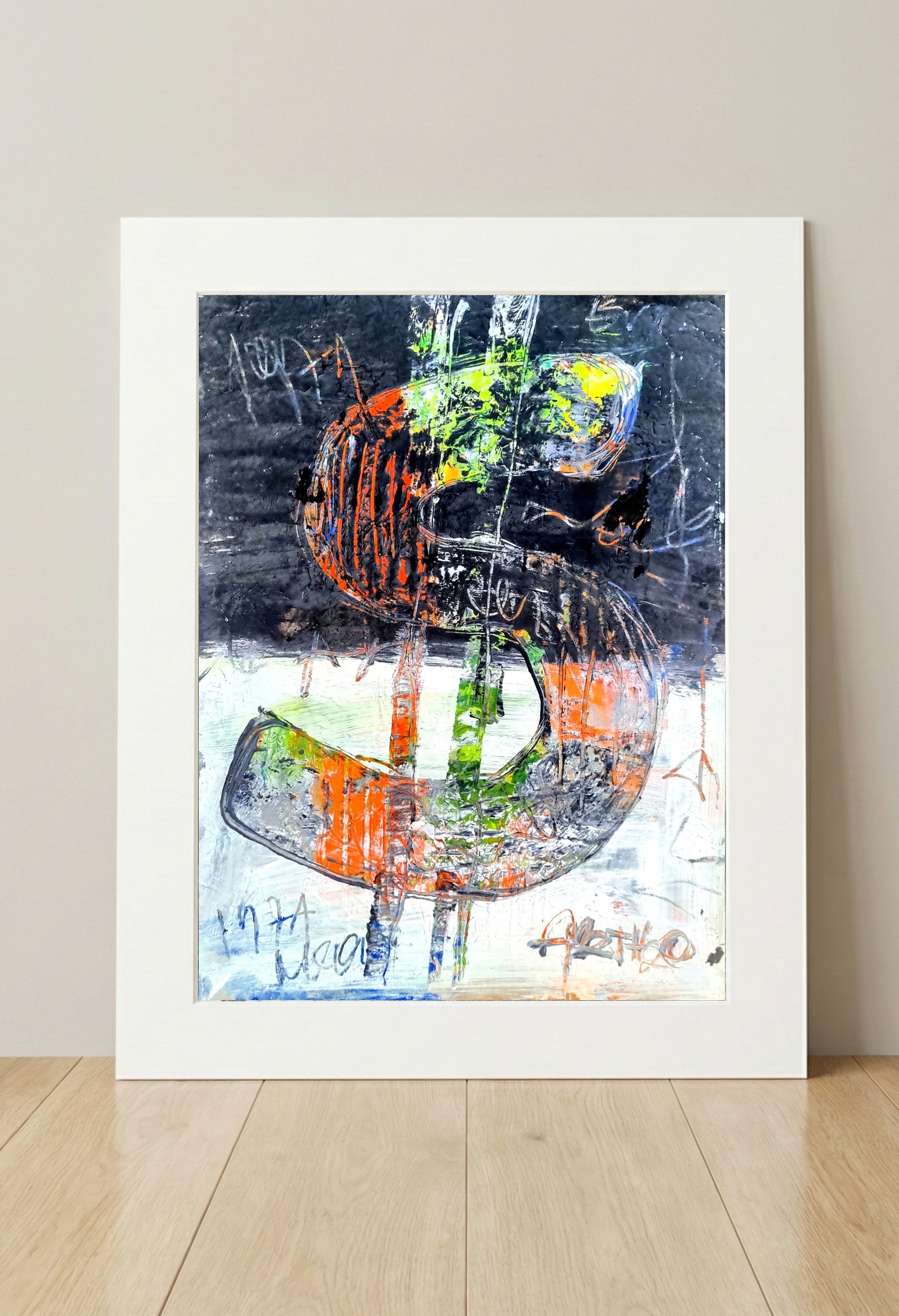 Colorful Dollar Symbol in Acrylic — art on the wall, room interior preview 3