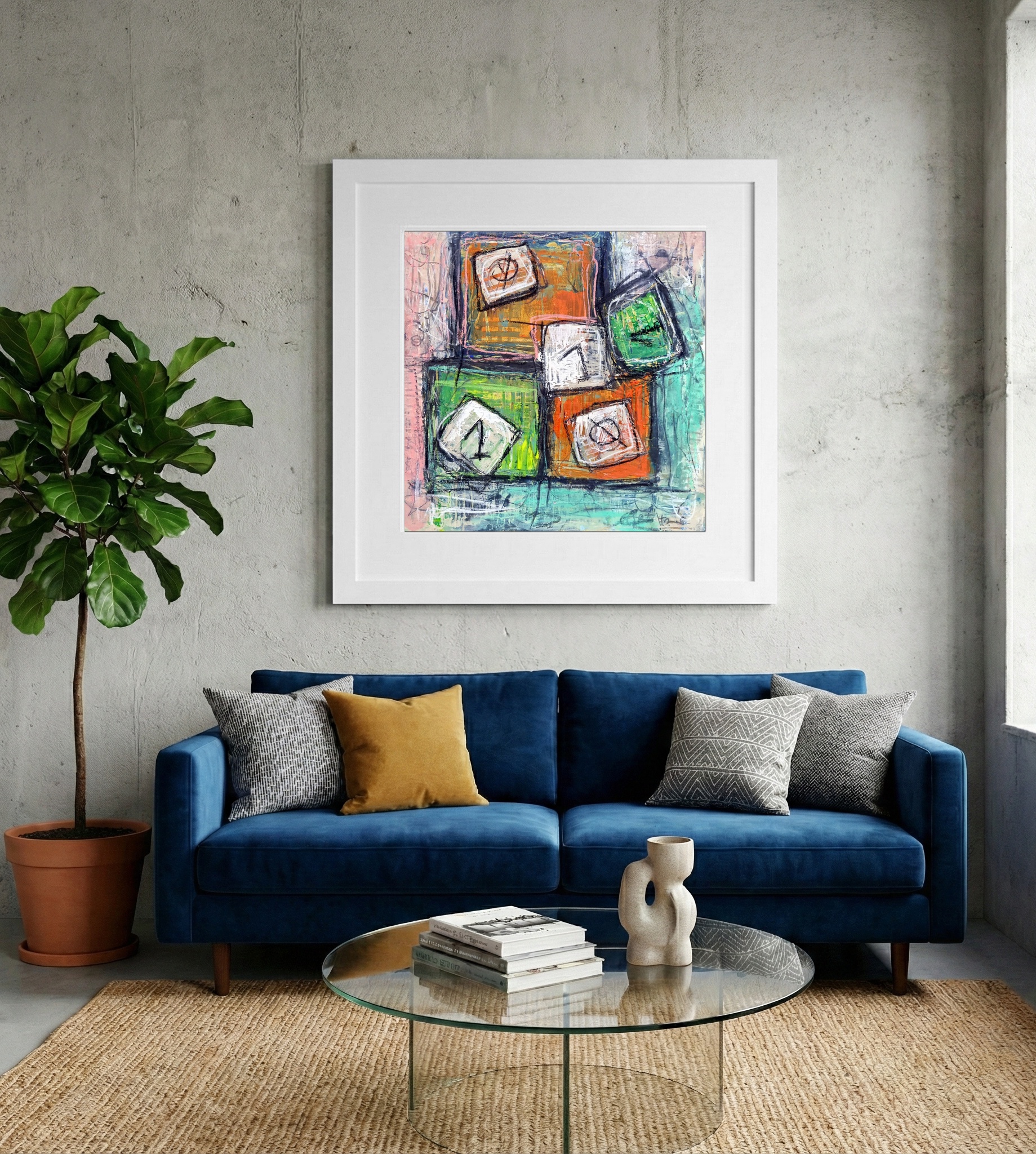 Binary Code Art in Bright Colors — art on the wall, room interior preview 2