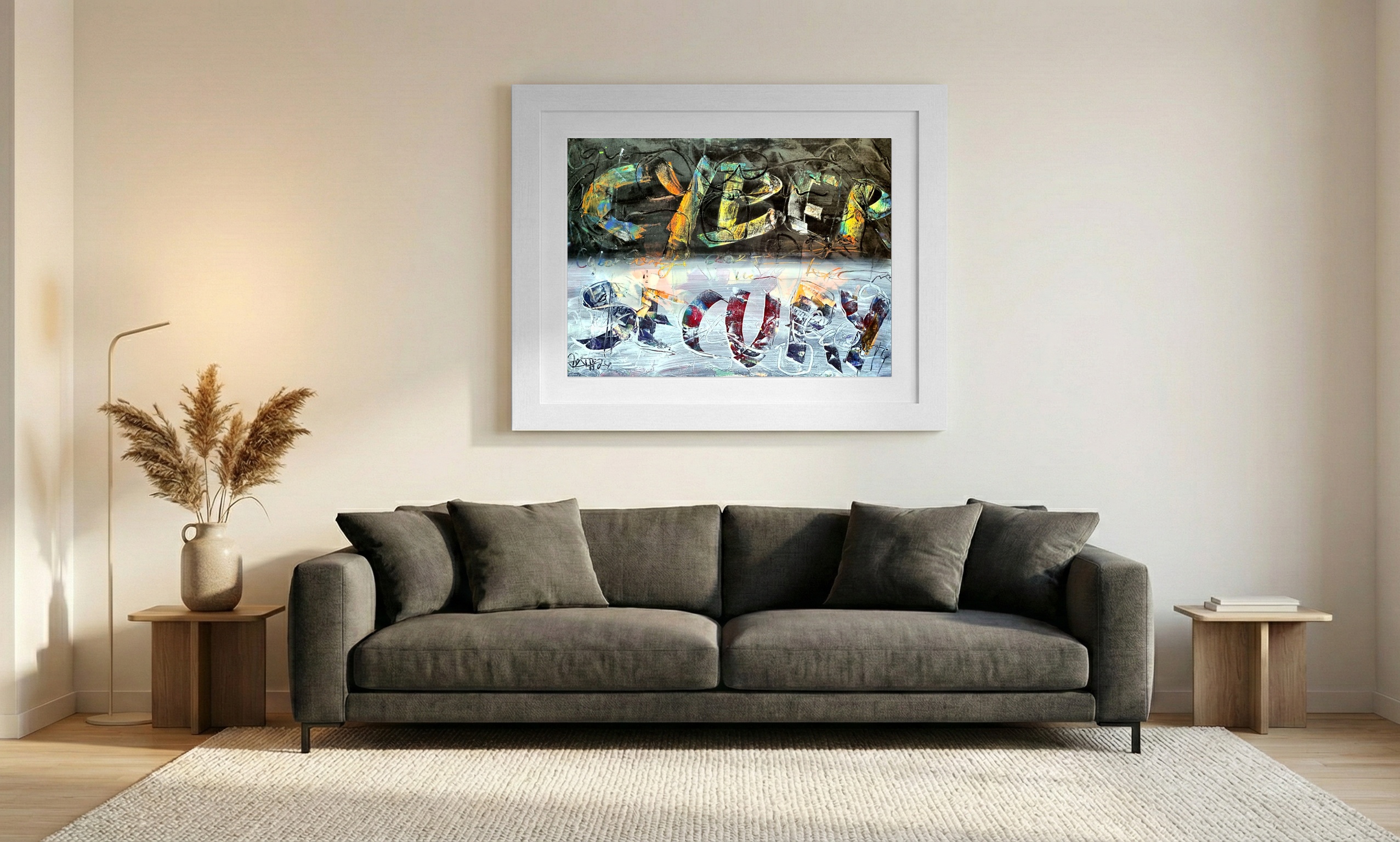 Vivid Cyber Abstract Art — art on the wall, room interior preview 1