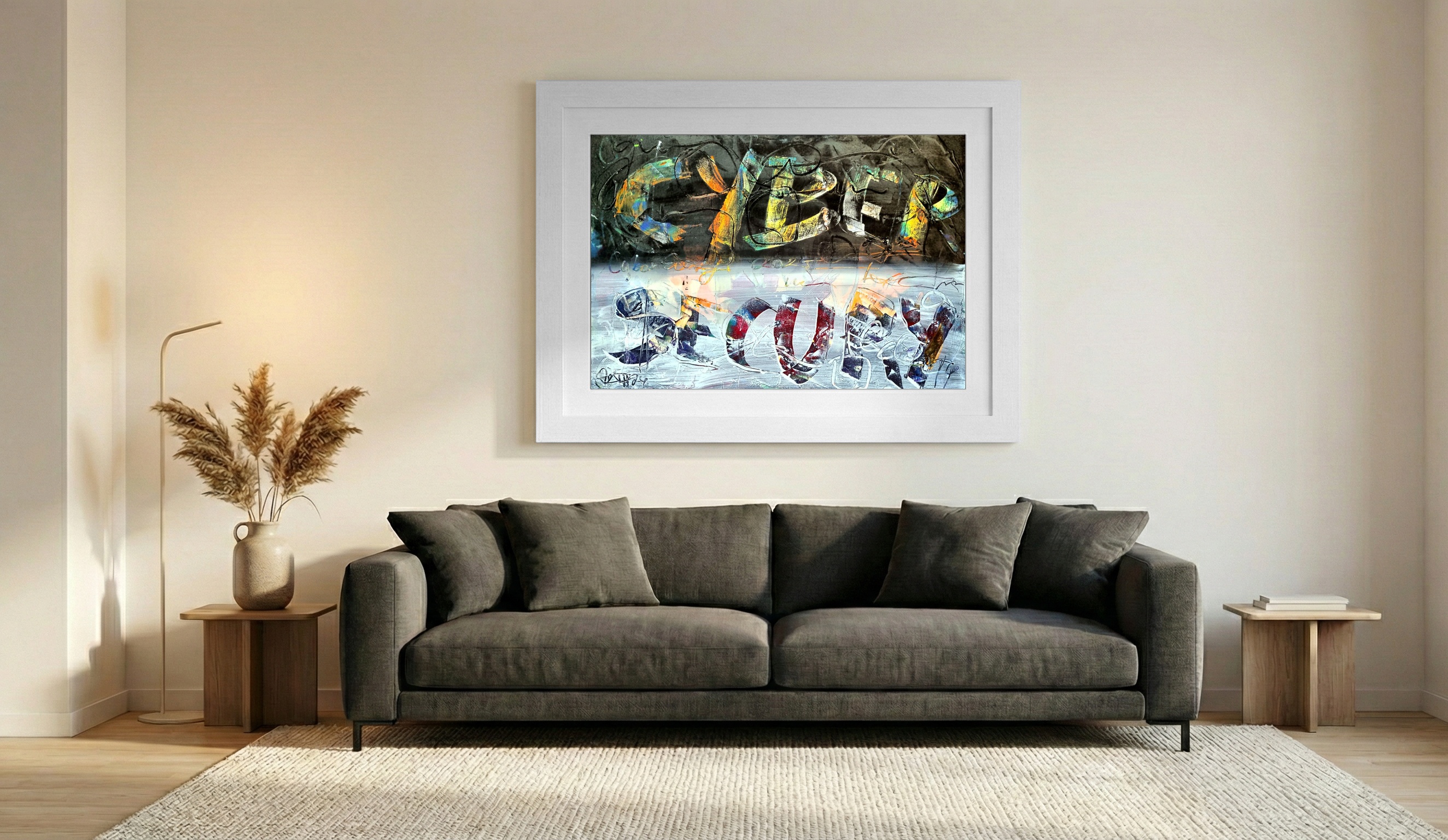 Vivid Cyber Abstract Art — art on the wall, room interior preview 2