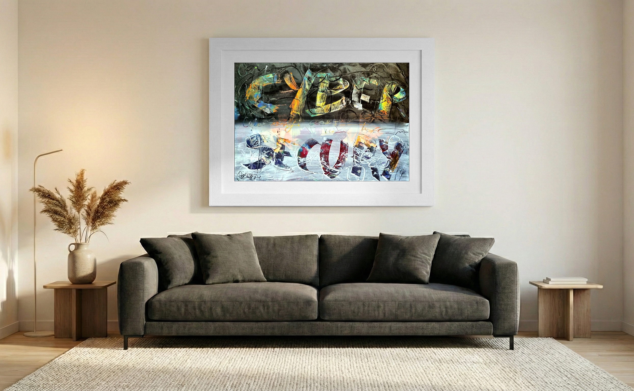 Vivid Cyber Abstract Art — art on the wall, room interior preview 3