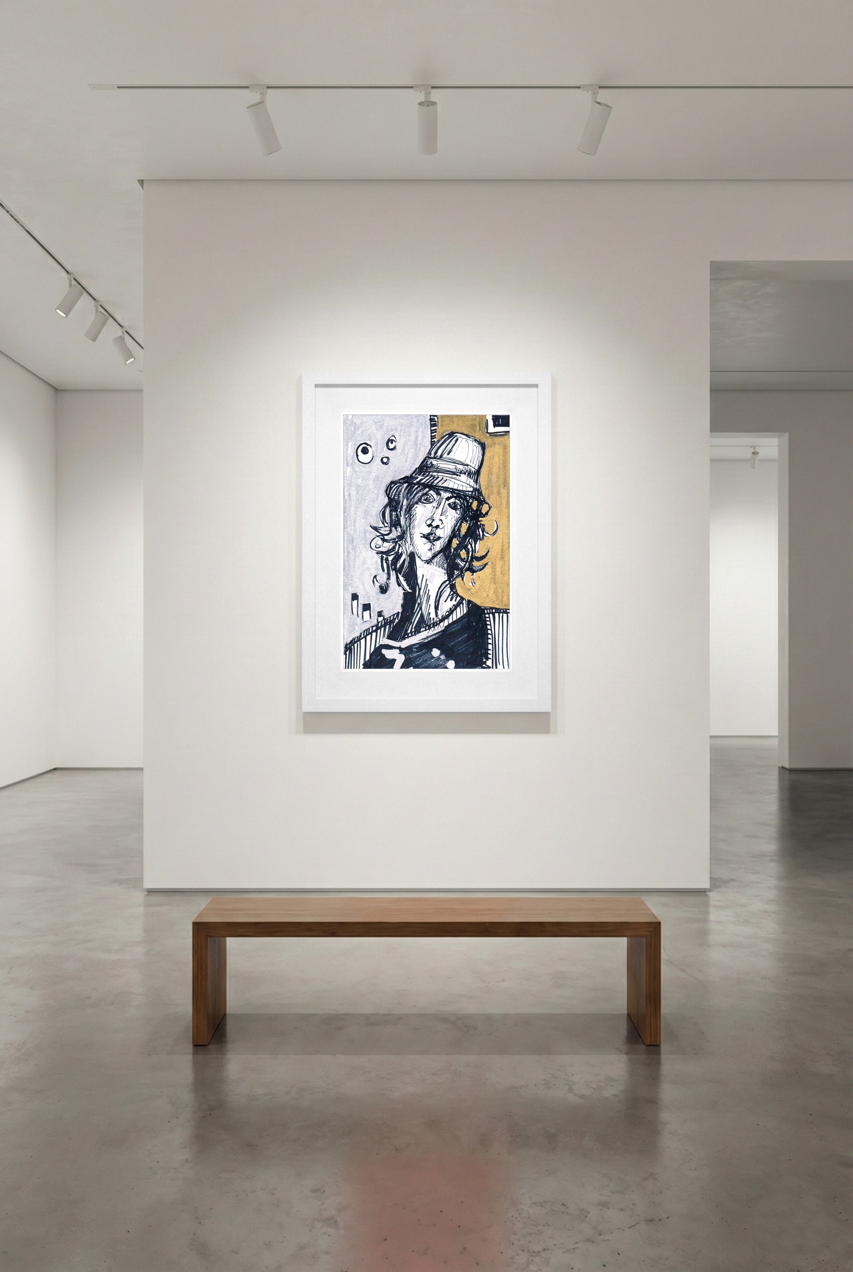 Striking Gold and Black Woman Portrait — art on the wall, room interior preview 3