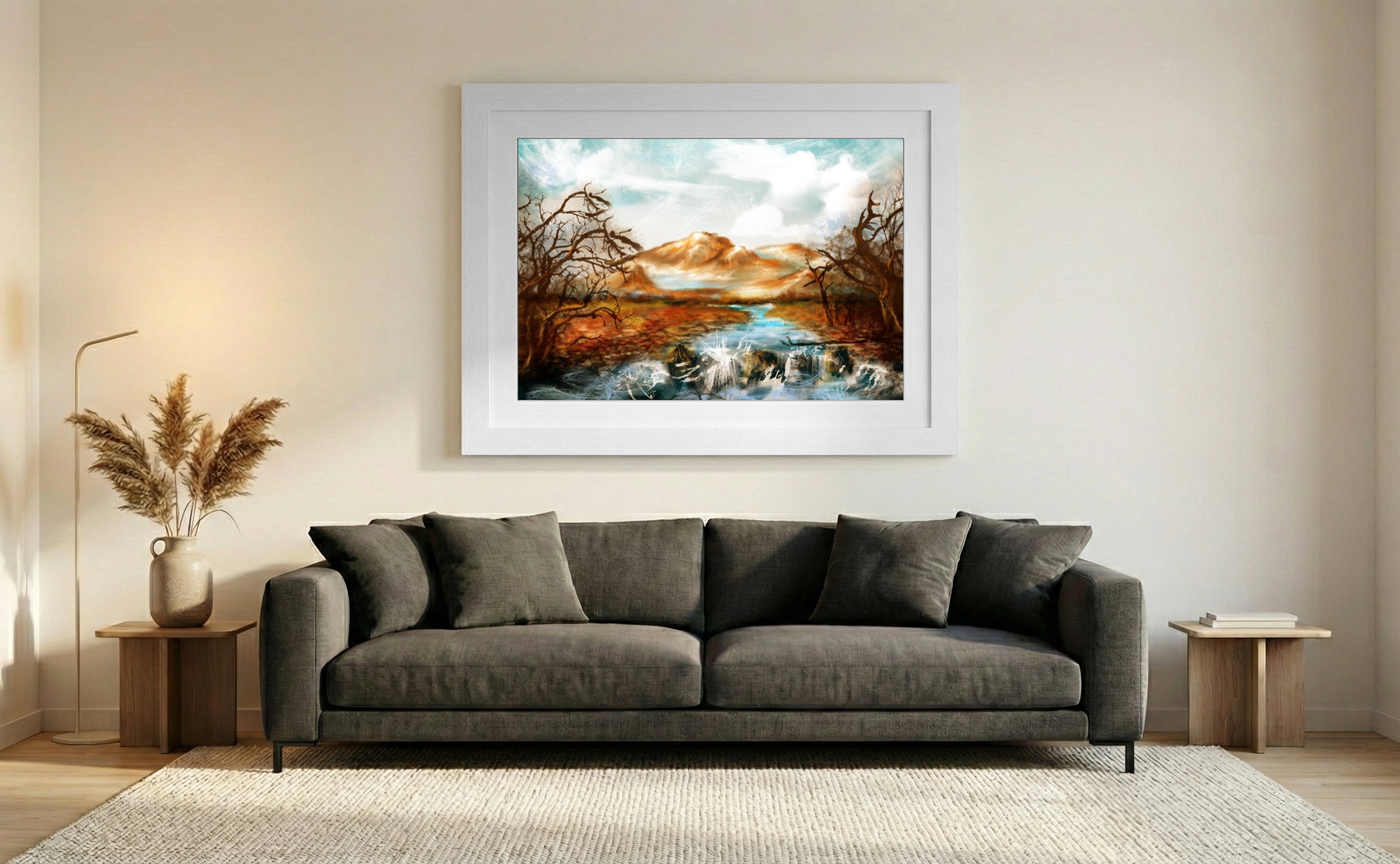 Earthy Tranquility Digital Art — art on the wall, room interior preview 3