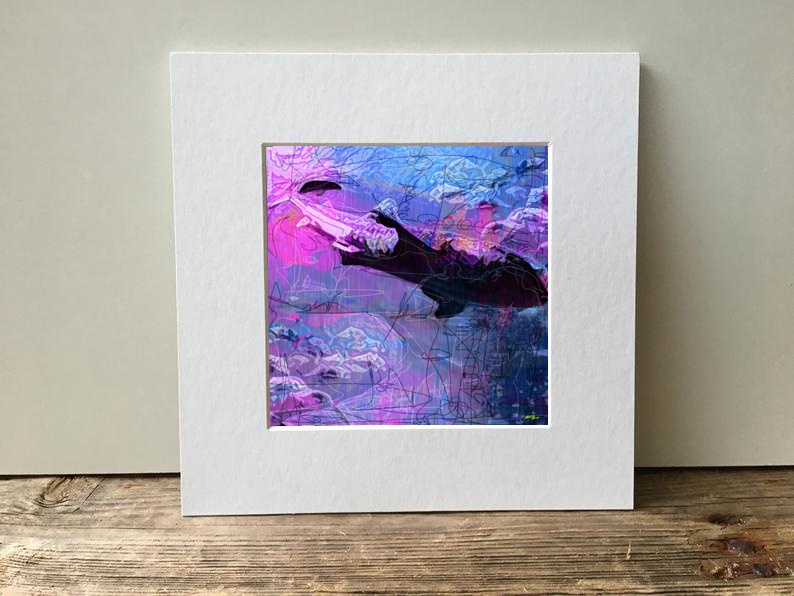 Cyan and Magenta Stylized Shark — art on the wall, room interior preview 2