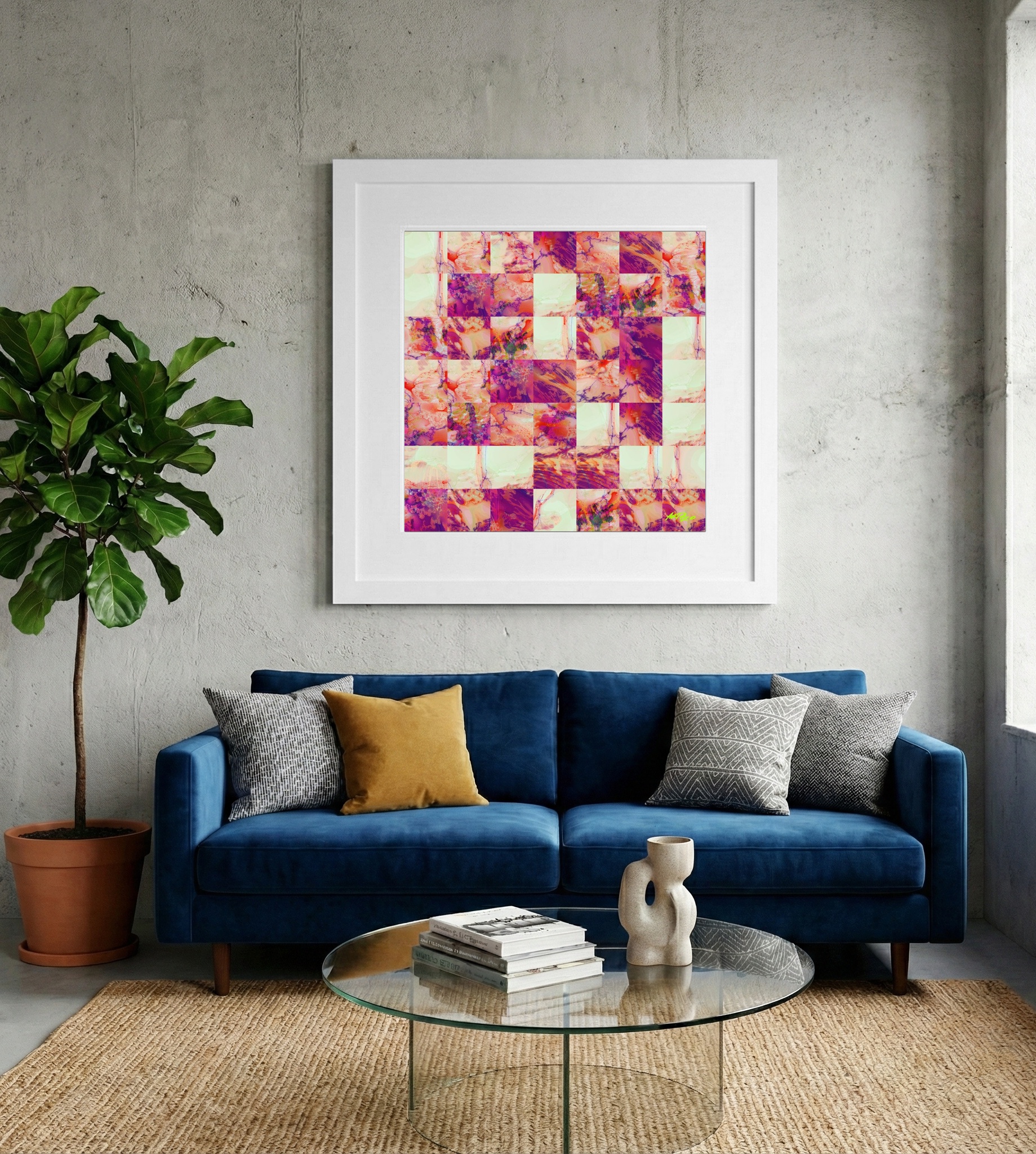 Playful Pink Spider Digital Painting — art on the wall, room interior preview 2