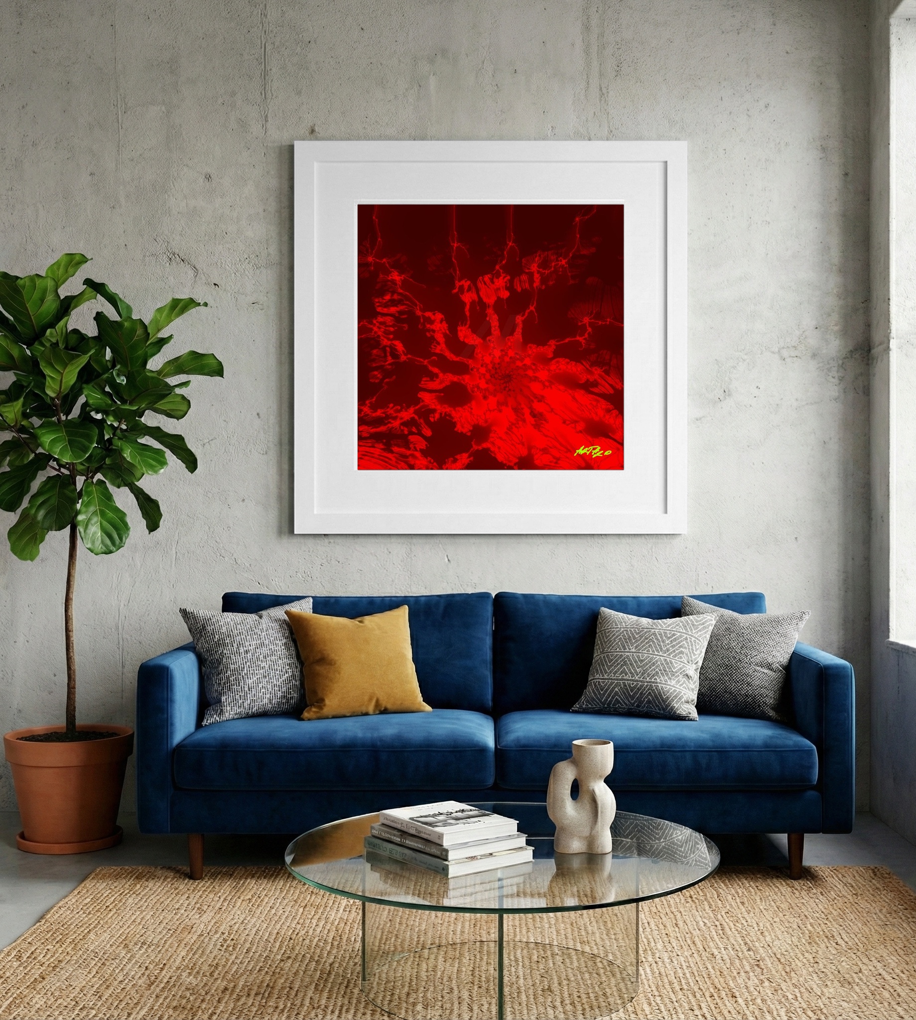Crimson Whirlwind Spider Digital Art — art on the wall, room interior preview 2