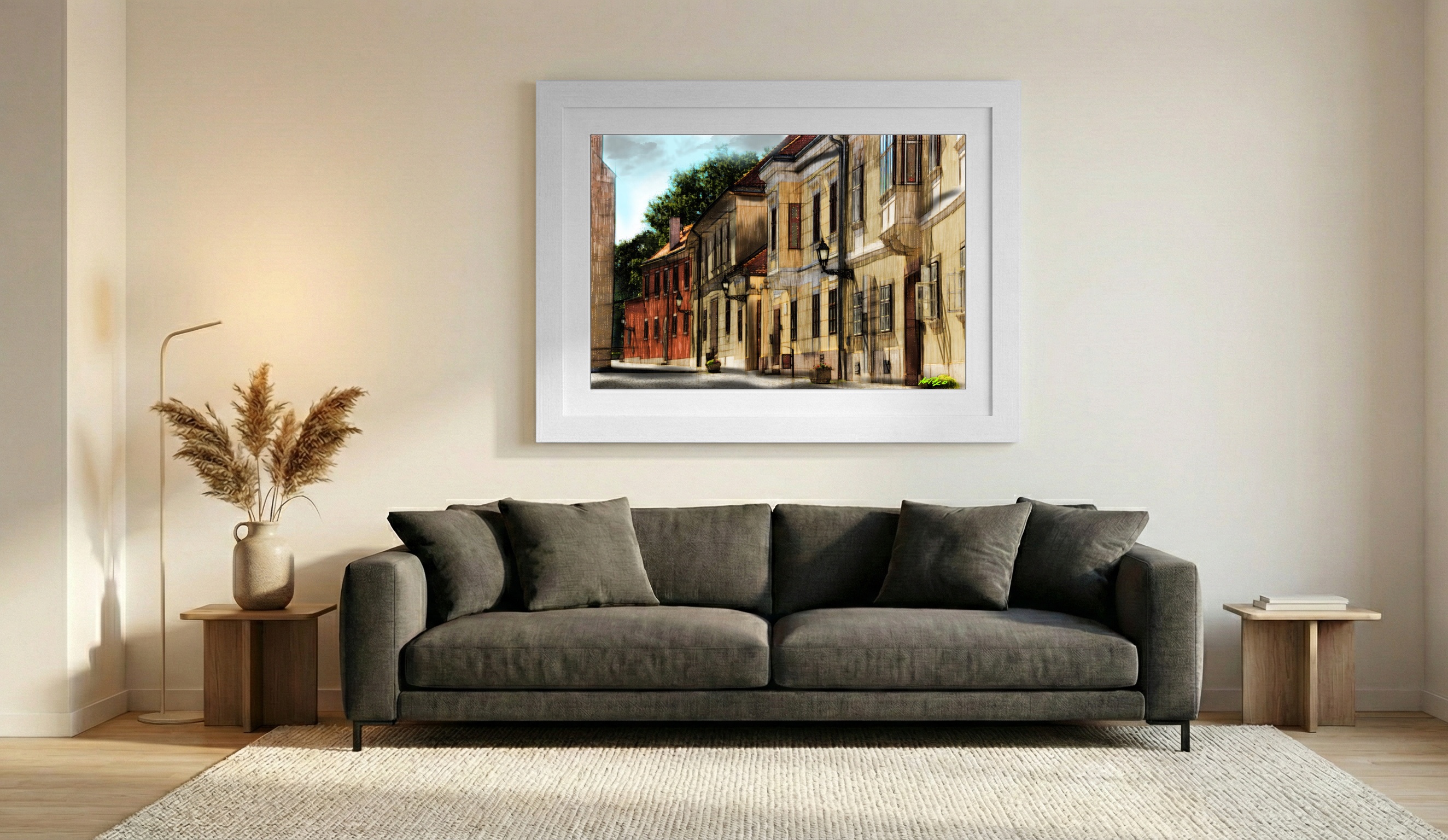 Illuminated Kaptalan Hill Scene — art on the wall, room interior preview 1