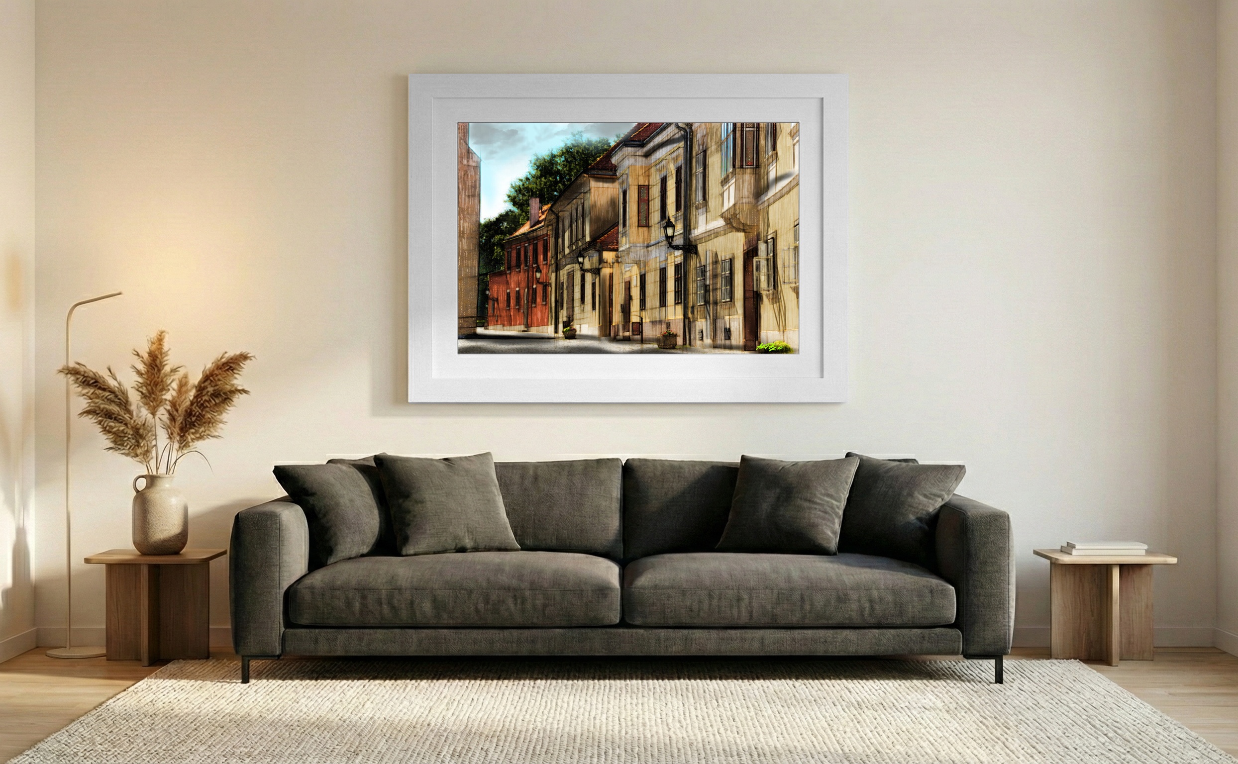 Illuminated Kaptalan Hill Scene — art on the wall, room interior preview 2