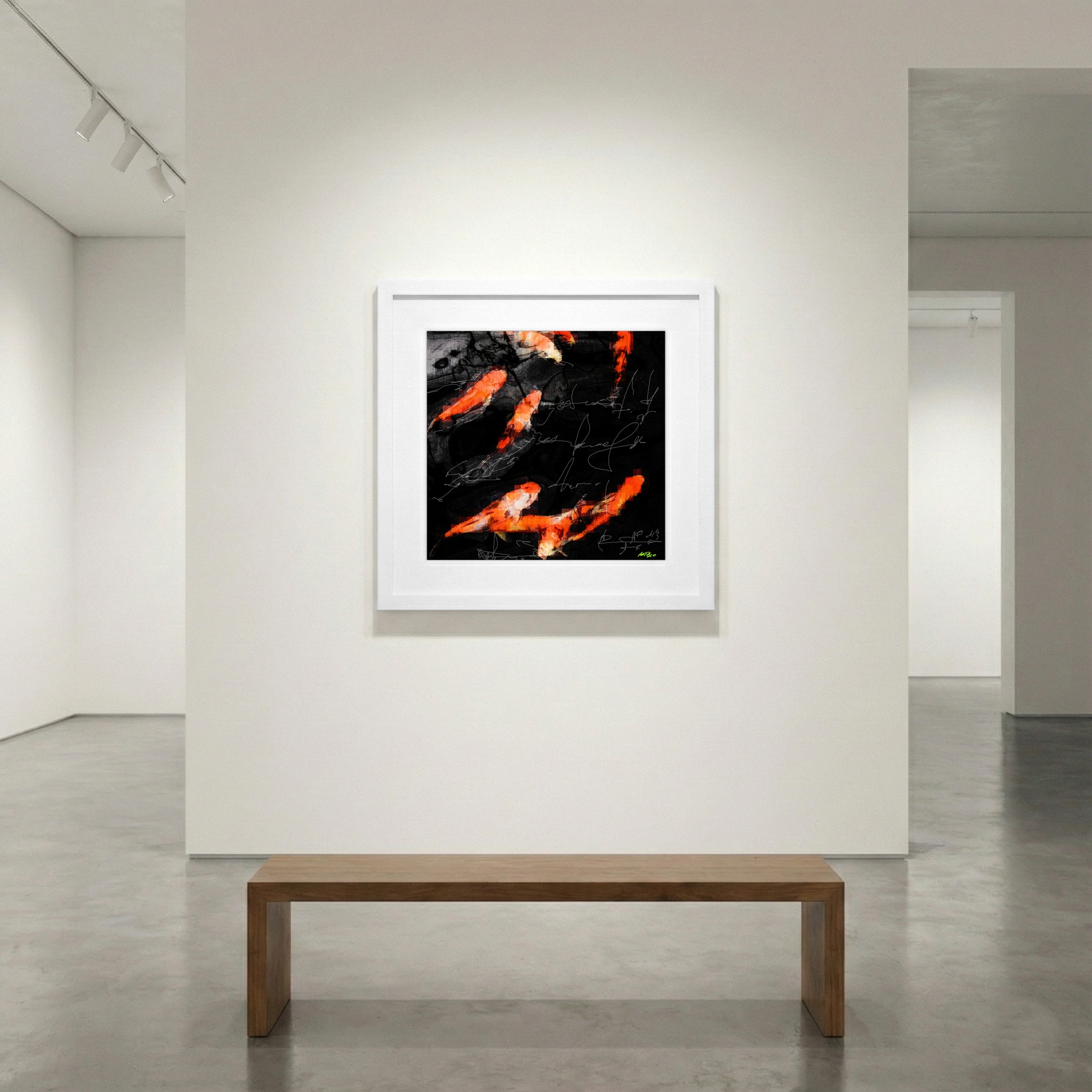 Dynamic Orange Koi Fish Digital Art — art on the wall, room interior preview 1