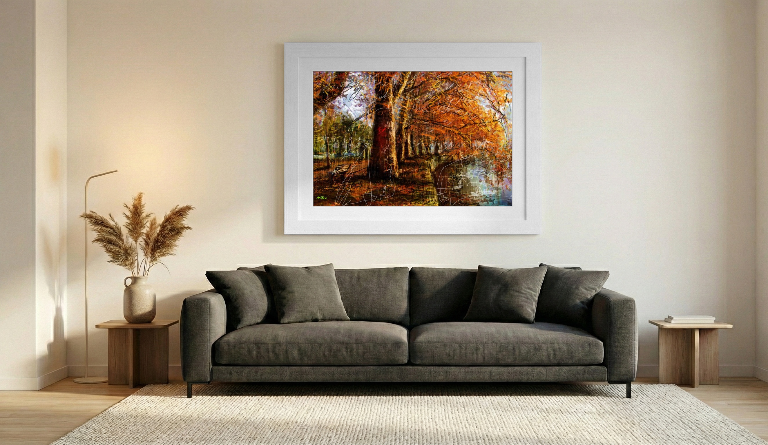 Autumn Park Landscape in Warm Hues — art on the wall, room interior preview 1