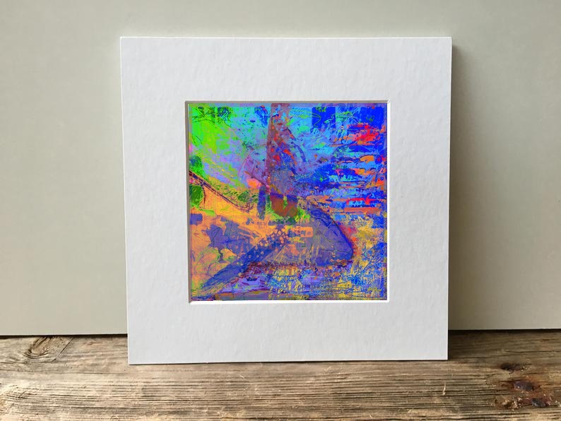 Aqua and Magenta Flowing Shapes — art on the wall, room interior preview 2