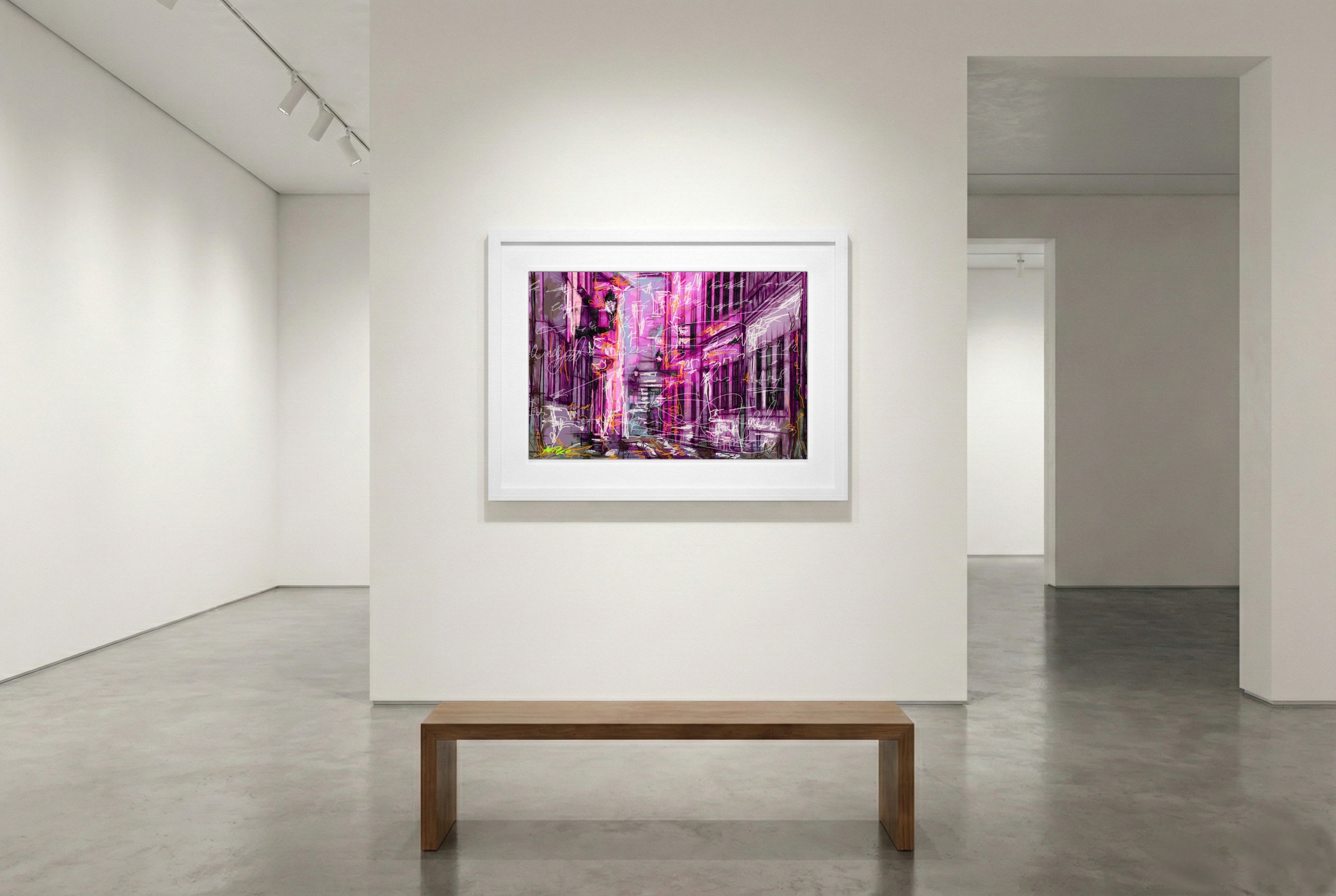 Pink Urban Alleyway Digital Art — art on the wall, room interior preview 3