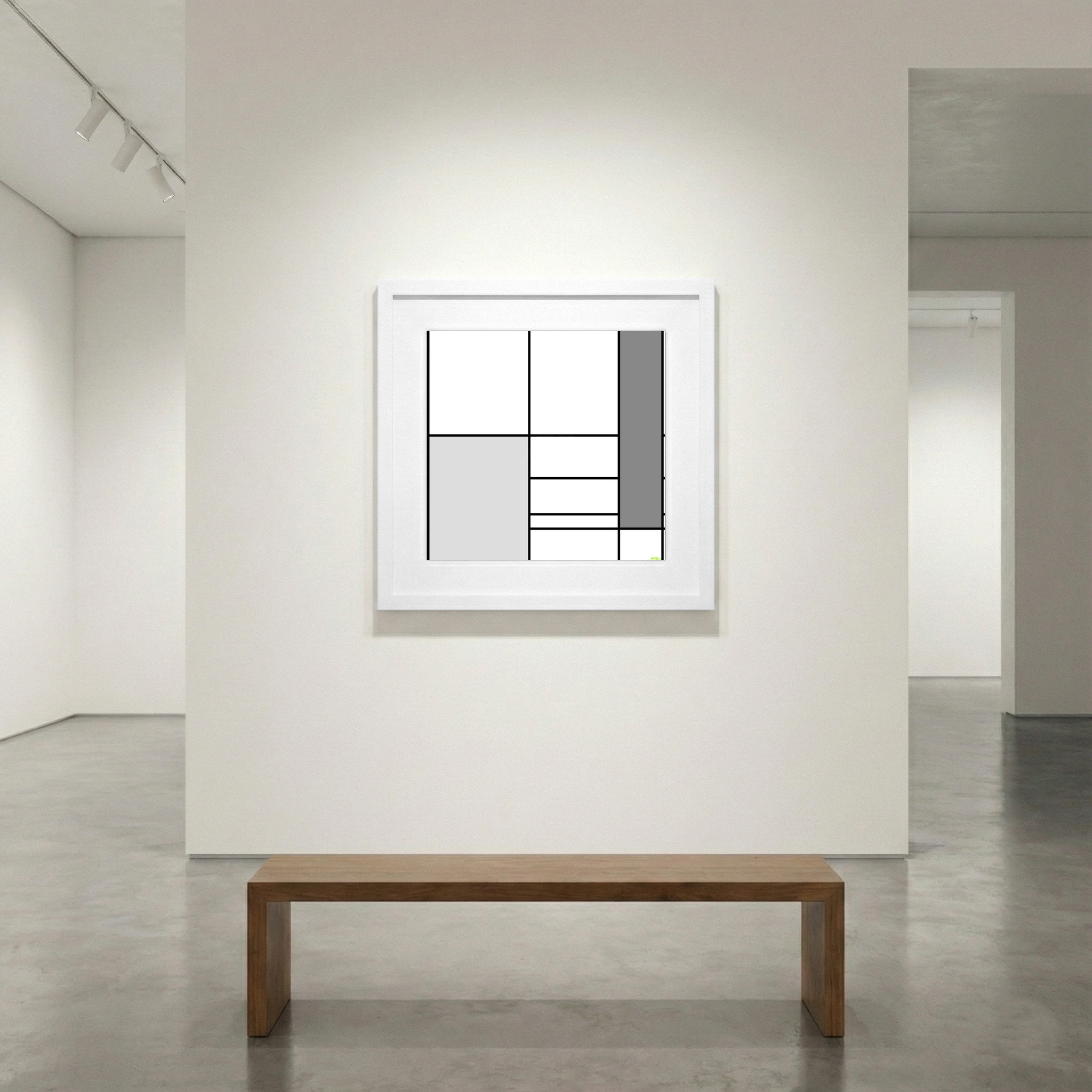 Structured Gray Digital Abstract — art on the wall, room interior preview 1