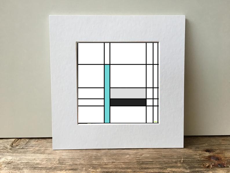 Teal and Black Geometric Digital Art — art on the wall, room interior preview 2