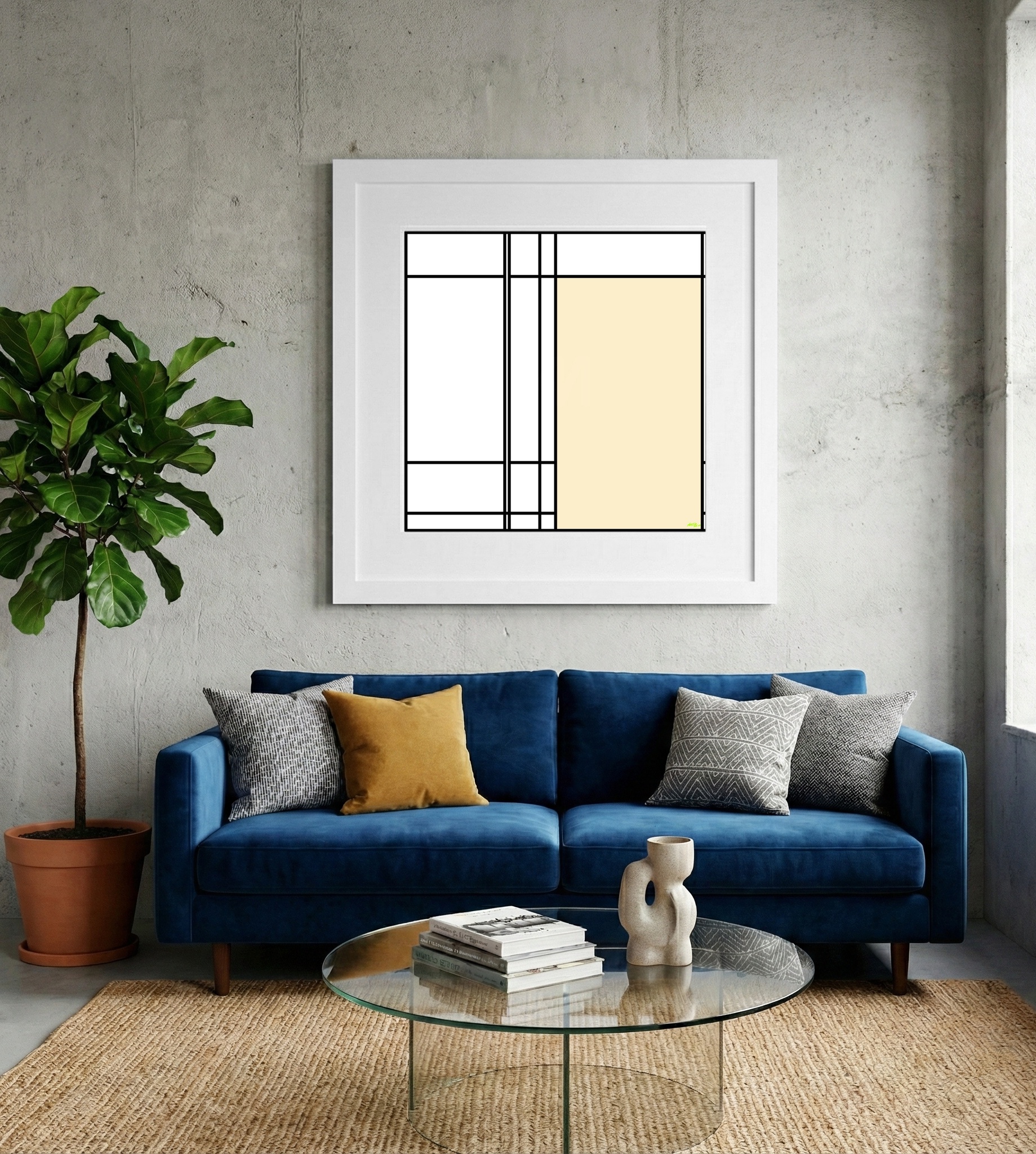 Creamy Beige Abstract Digital Art — art on the wall, room interior preview 2