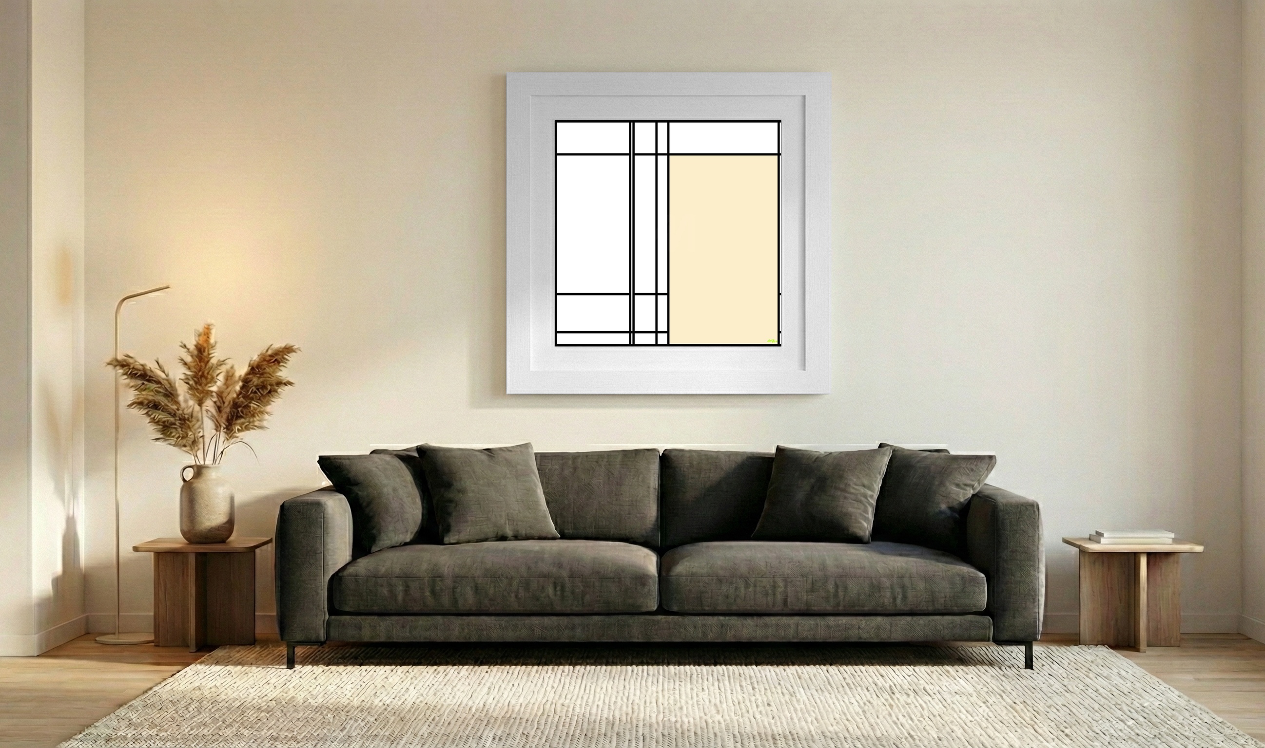 Creamy Beige Abstract Digital Art — art on the wall, room interior preview 3