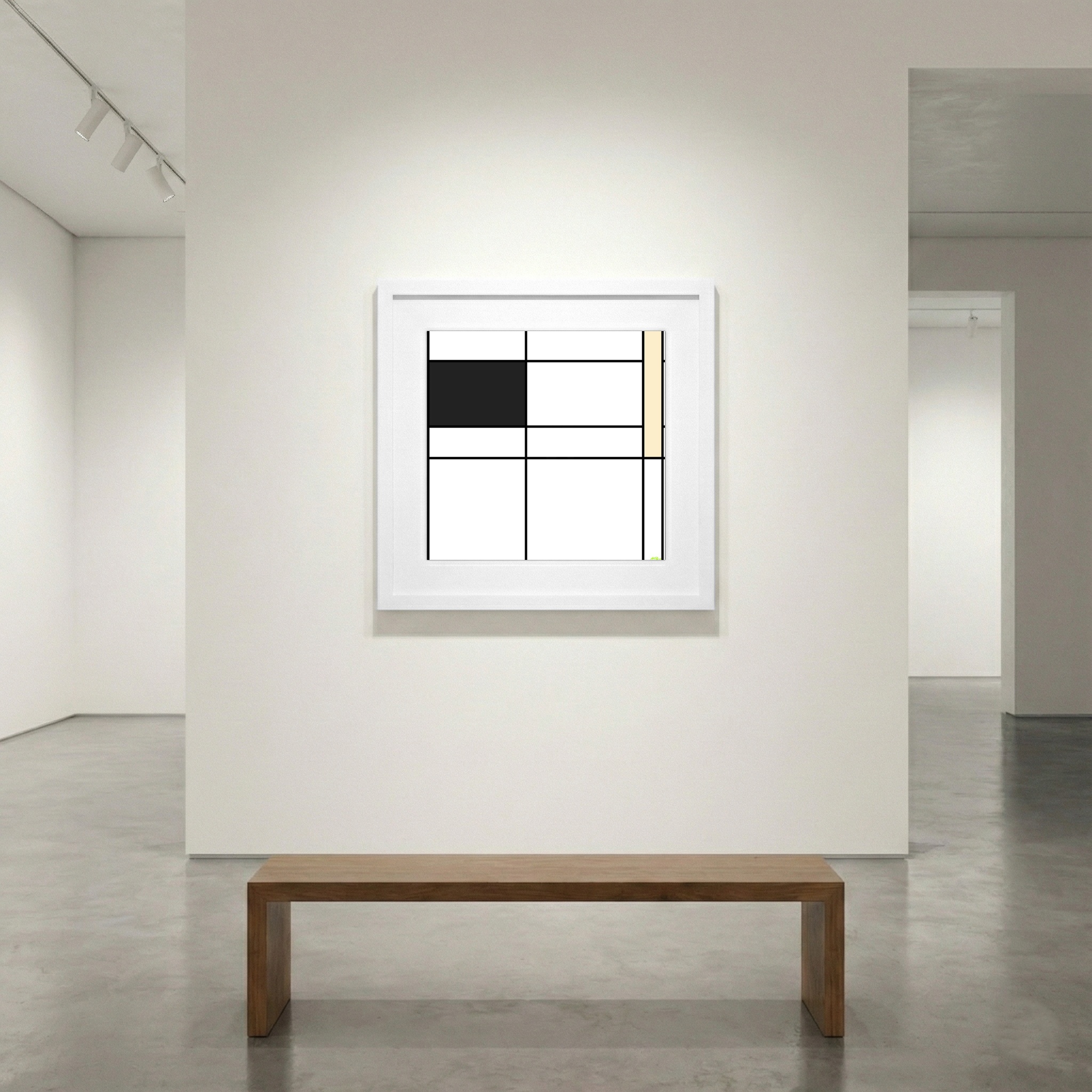 Black and White Shapes with Beige Highlights — art on the wall, room interior preview 1