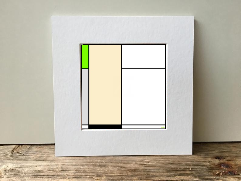 Lime Green Geometric Digital Composition — art on the wall, room interior preview 3